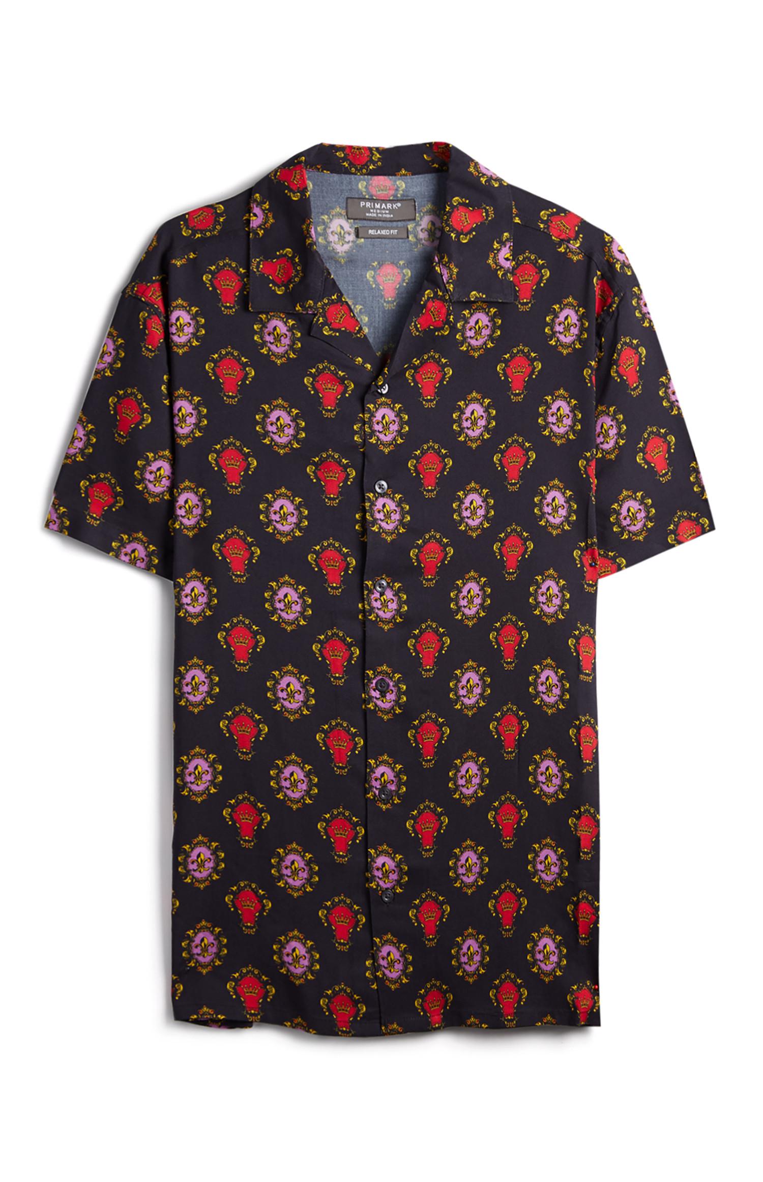 Camisa botões padrão coroa azul-marinho