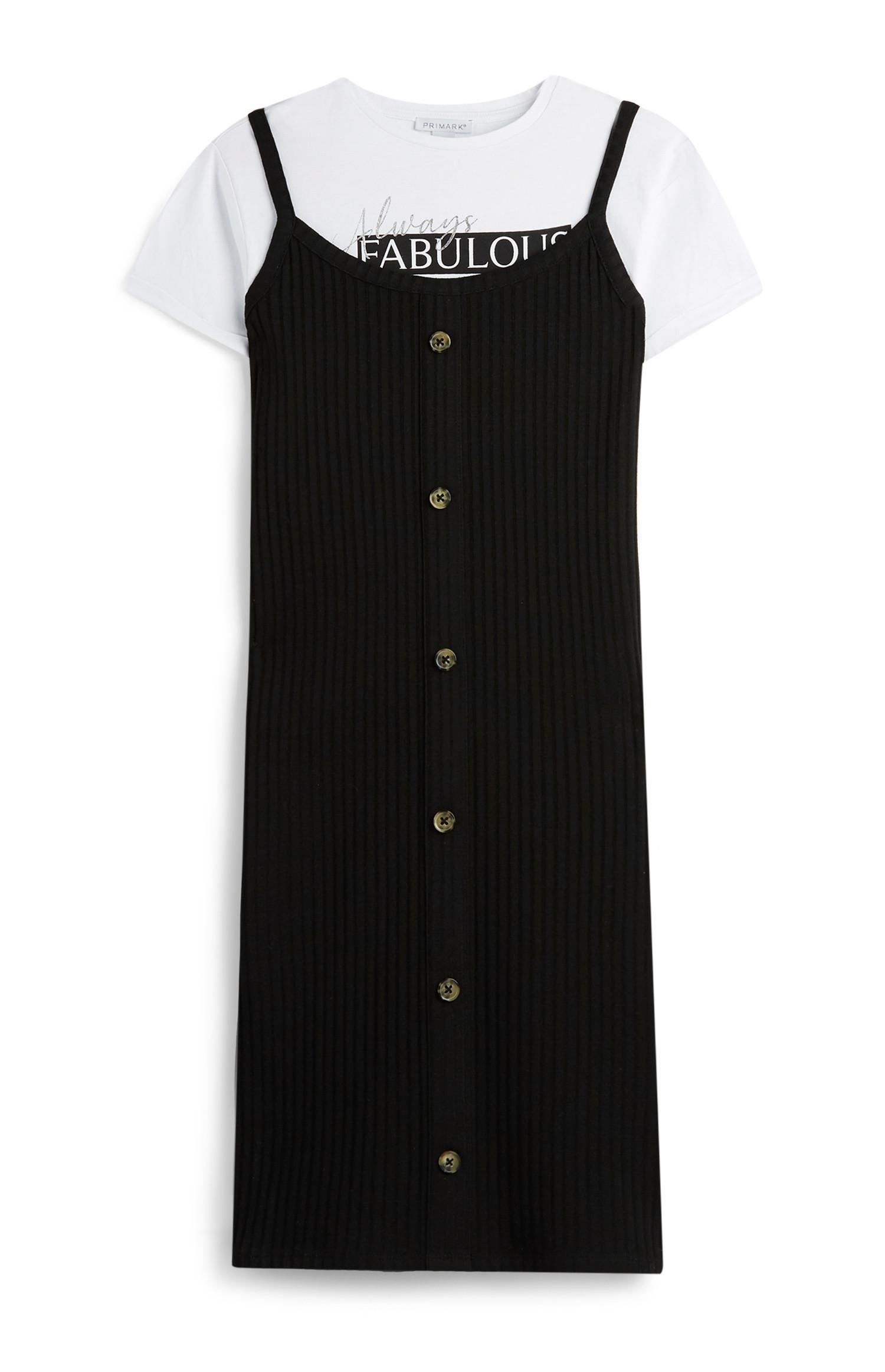 Camiseta y vestido negro para niña mayor