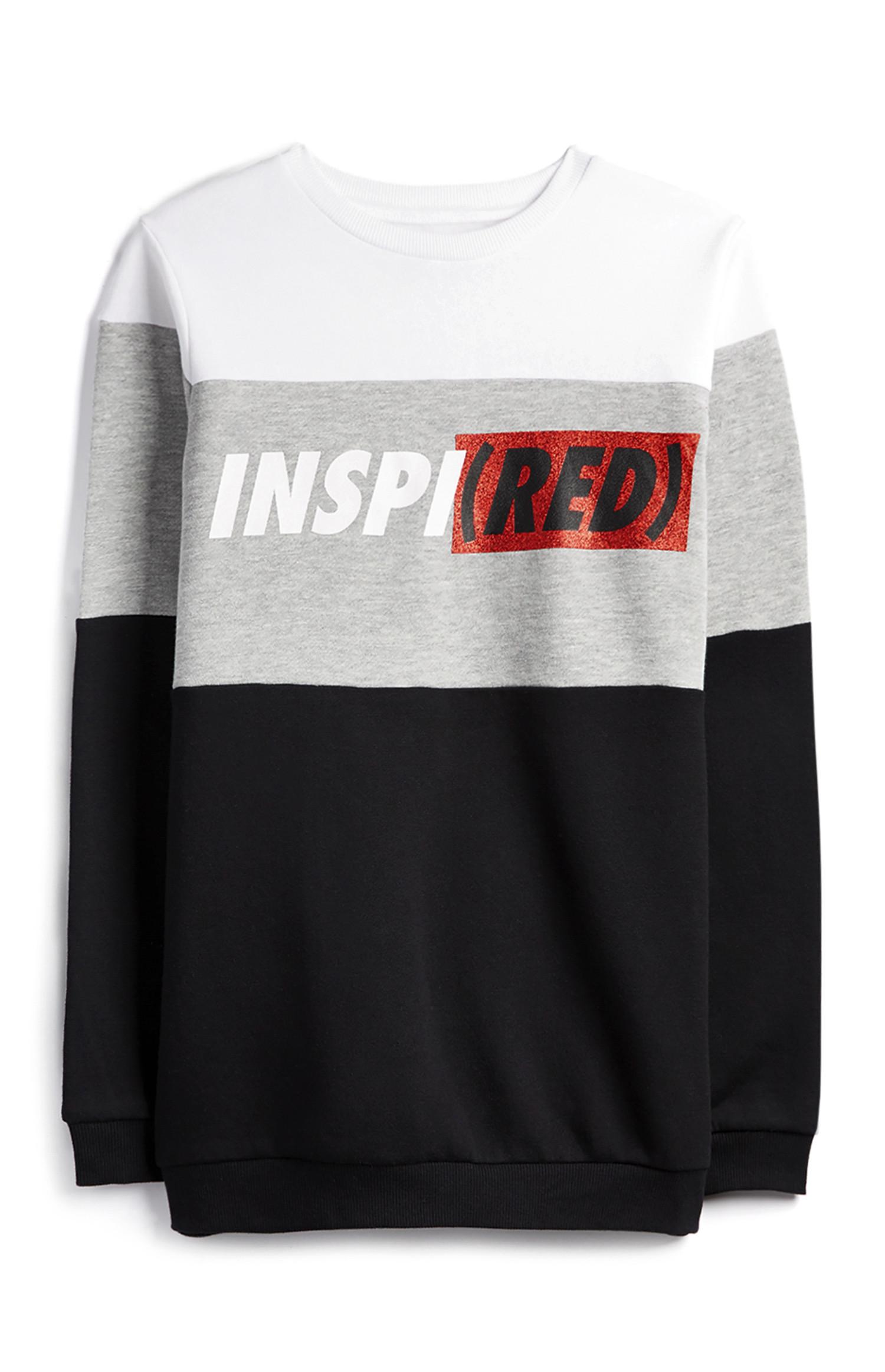 Jersey con cuello redondo y bloques de color en gris, rojo, negro y blanco «Inspi(red)»
