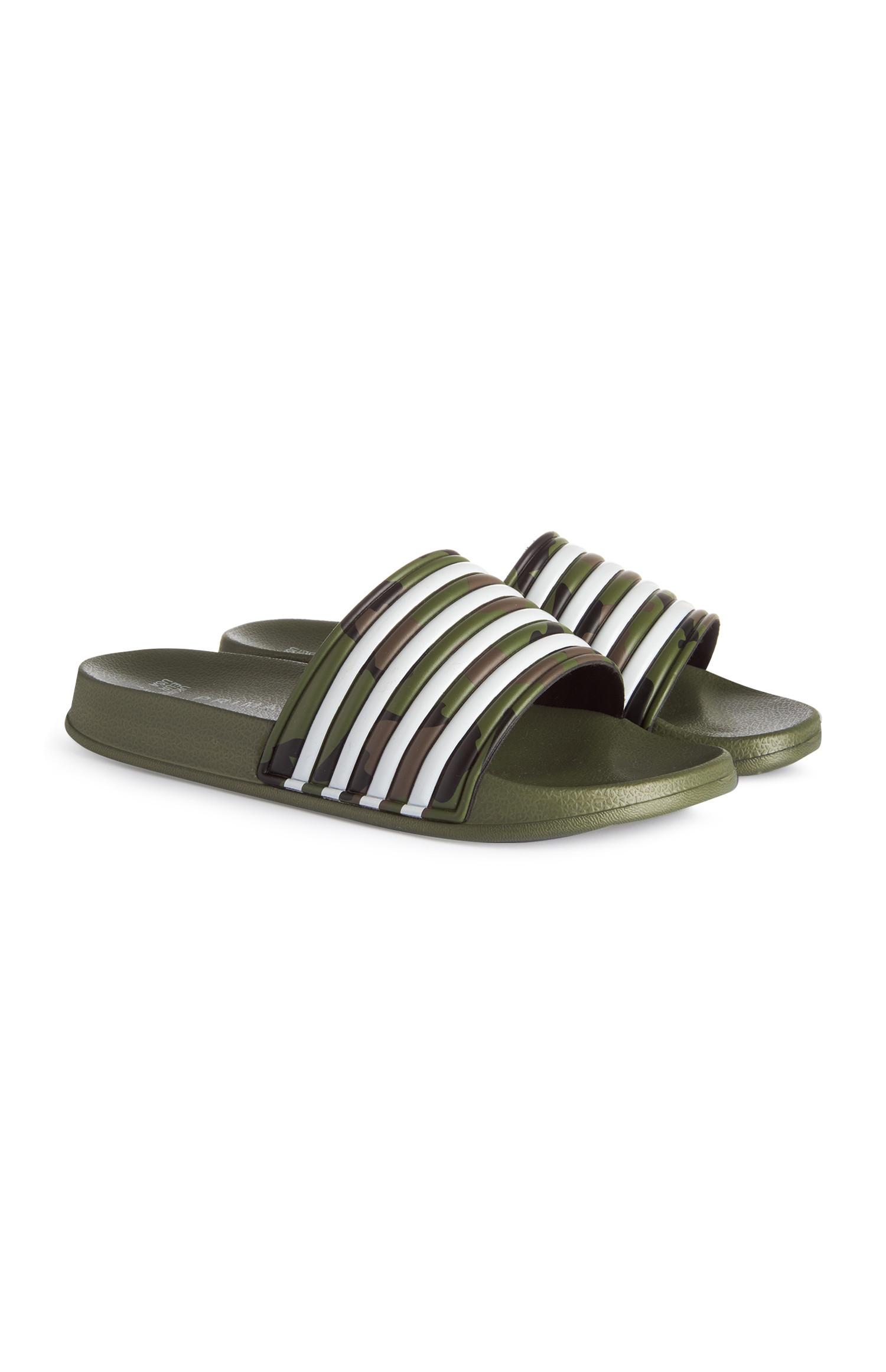 Ciabatte kaki a righe da ragazzo