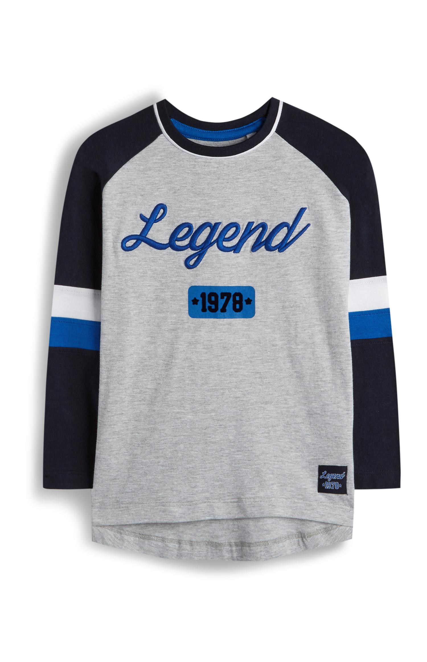 T-shirt Legend grigia con maniche raglan blu navy da bambino