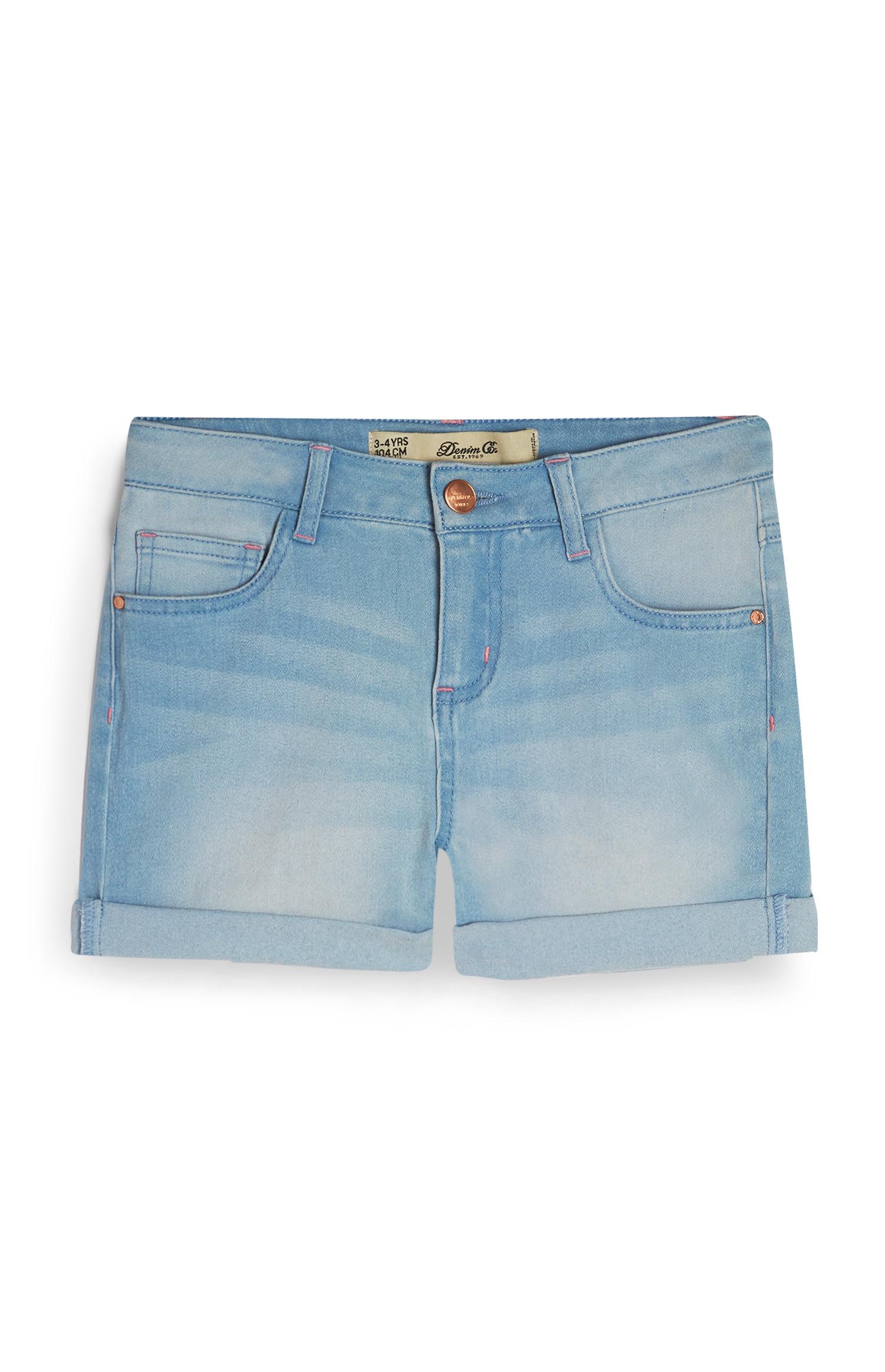Shorts azzurri in denim da bambina
