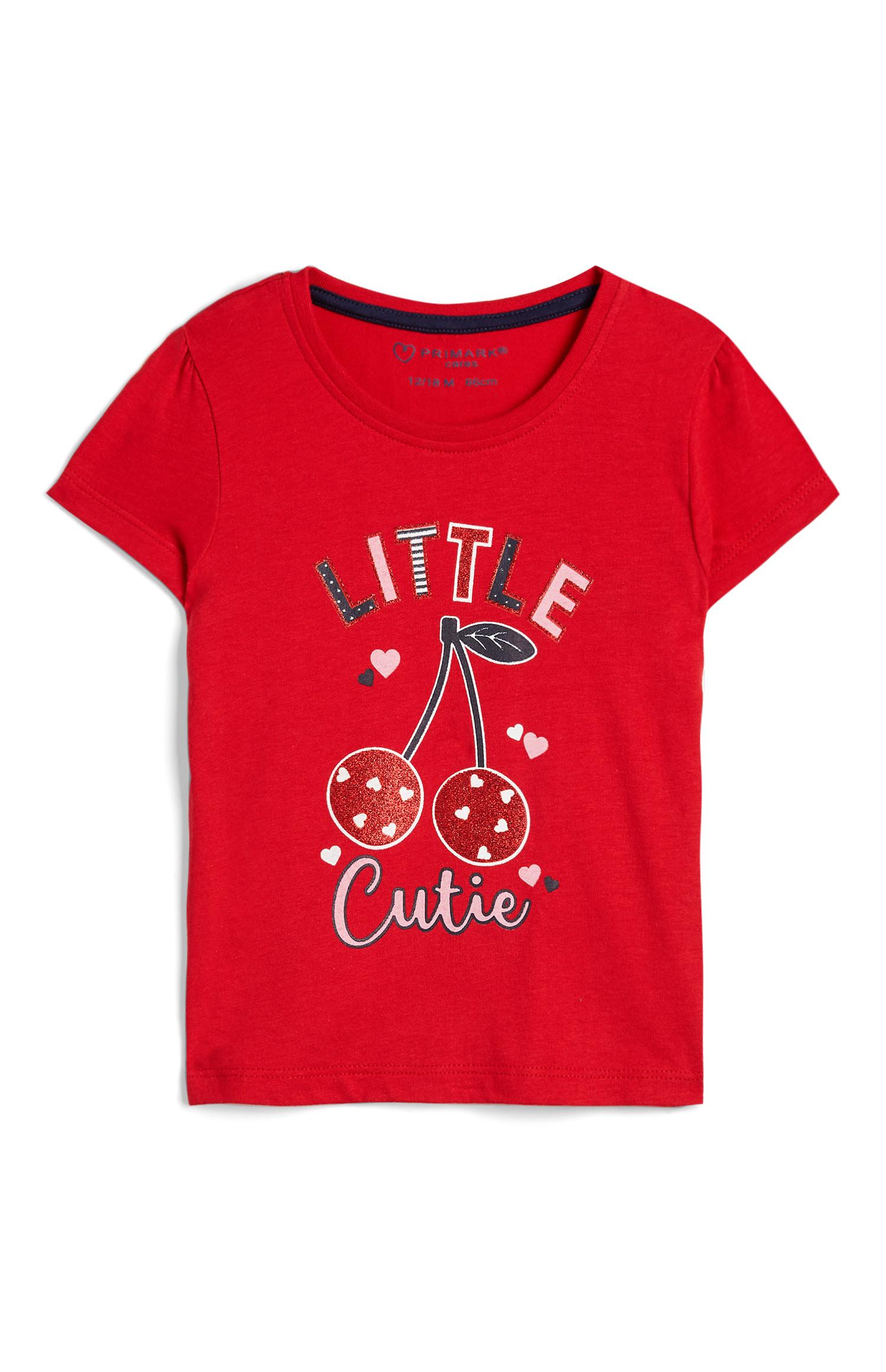 Dekliška rdeča majica s potiskom češenj Little Cutie za dojenčke