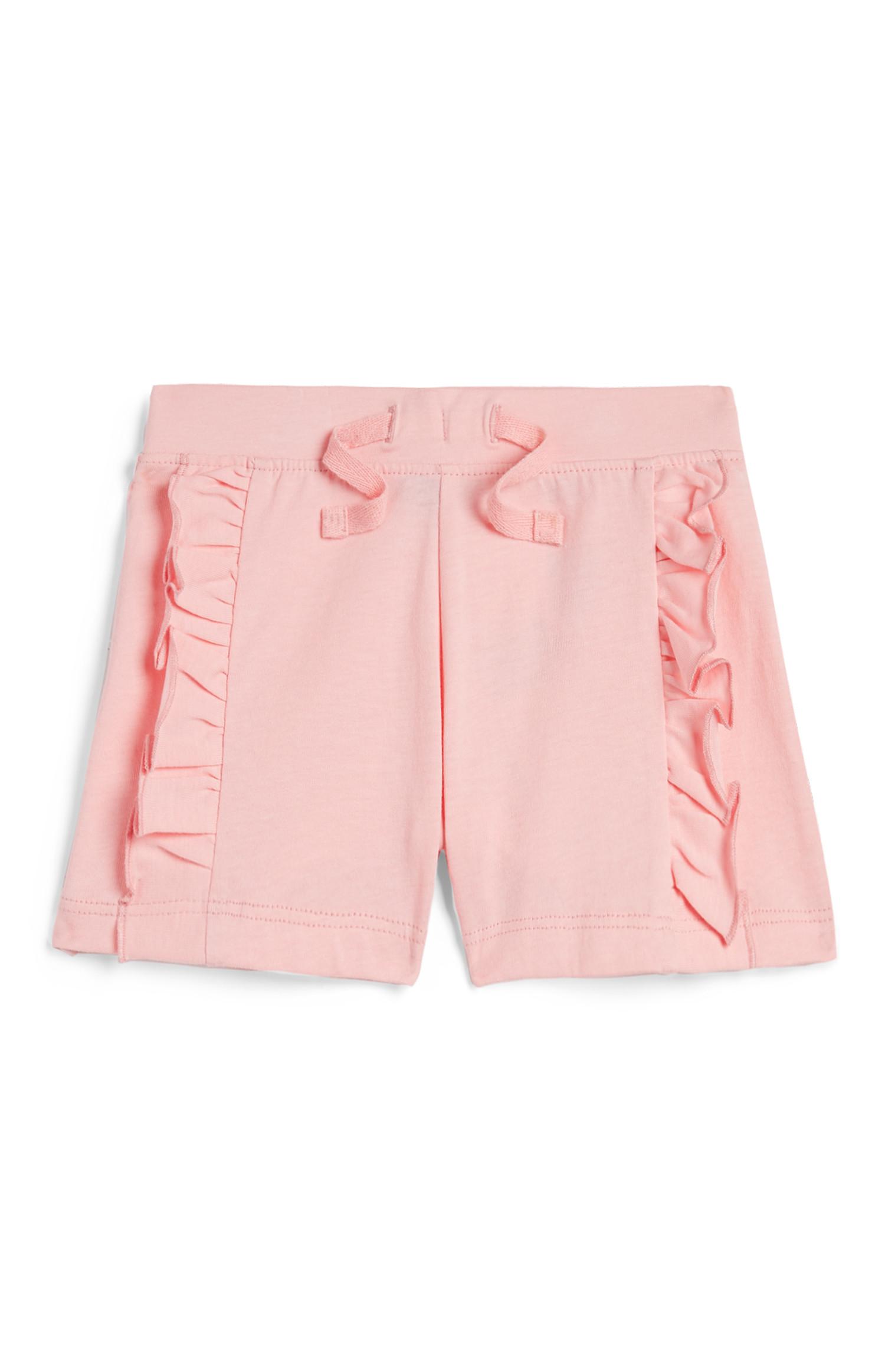 Dekliške rožnate kratke hlače z naborki za dojenčke