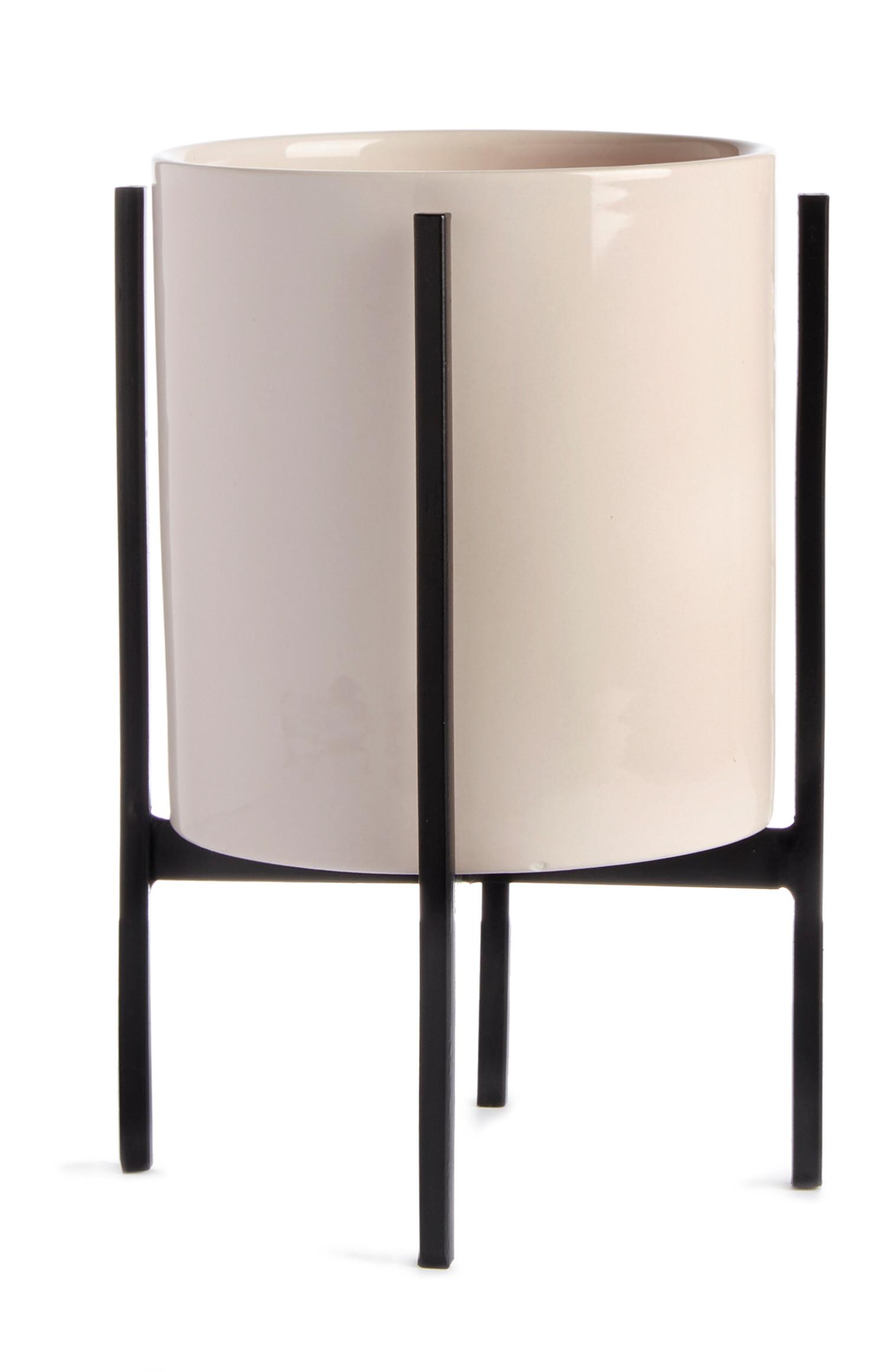 Svetlo rožnat lonček za rože s stojalom