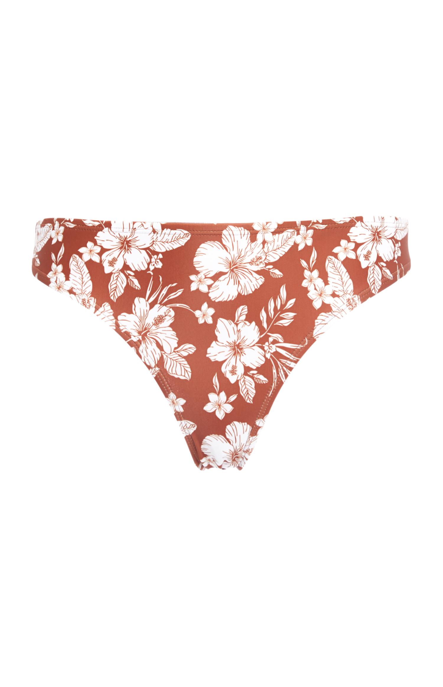 Bas de bikini terracotta à imprimé floral