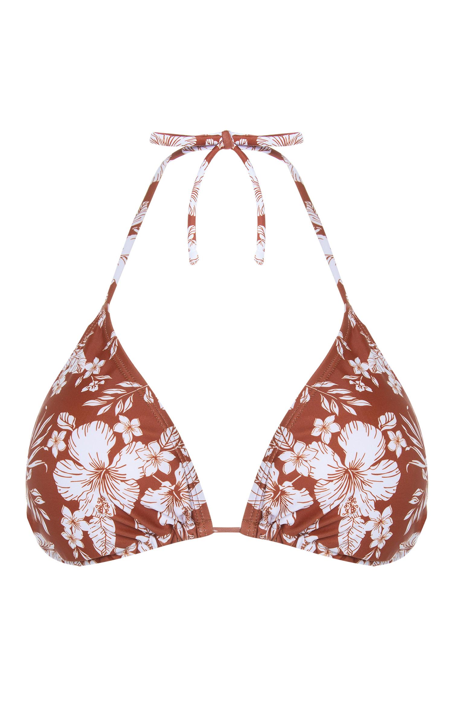 Haut de bikini marron à fleurs à coordonner