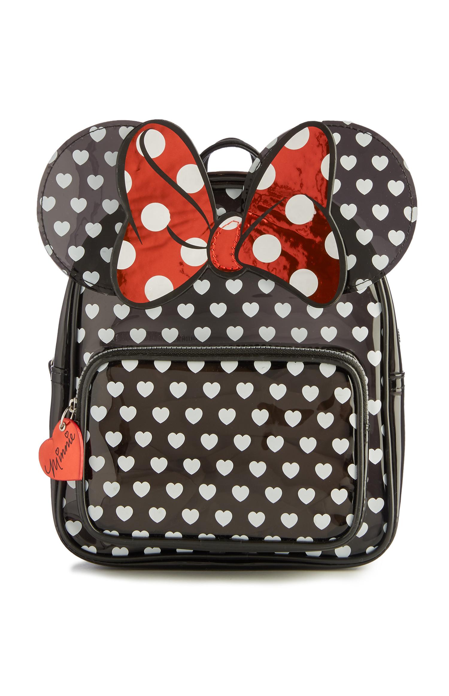 Mochila Minnie Mouse estampado corações preto
