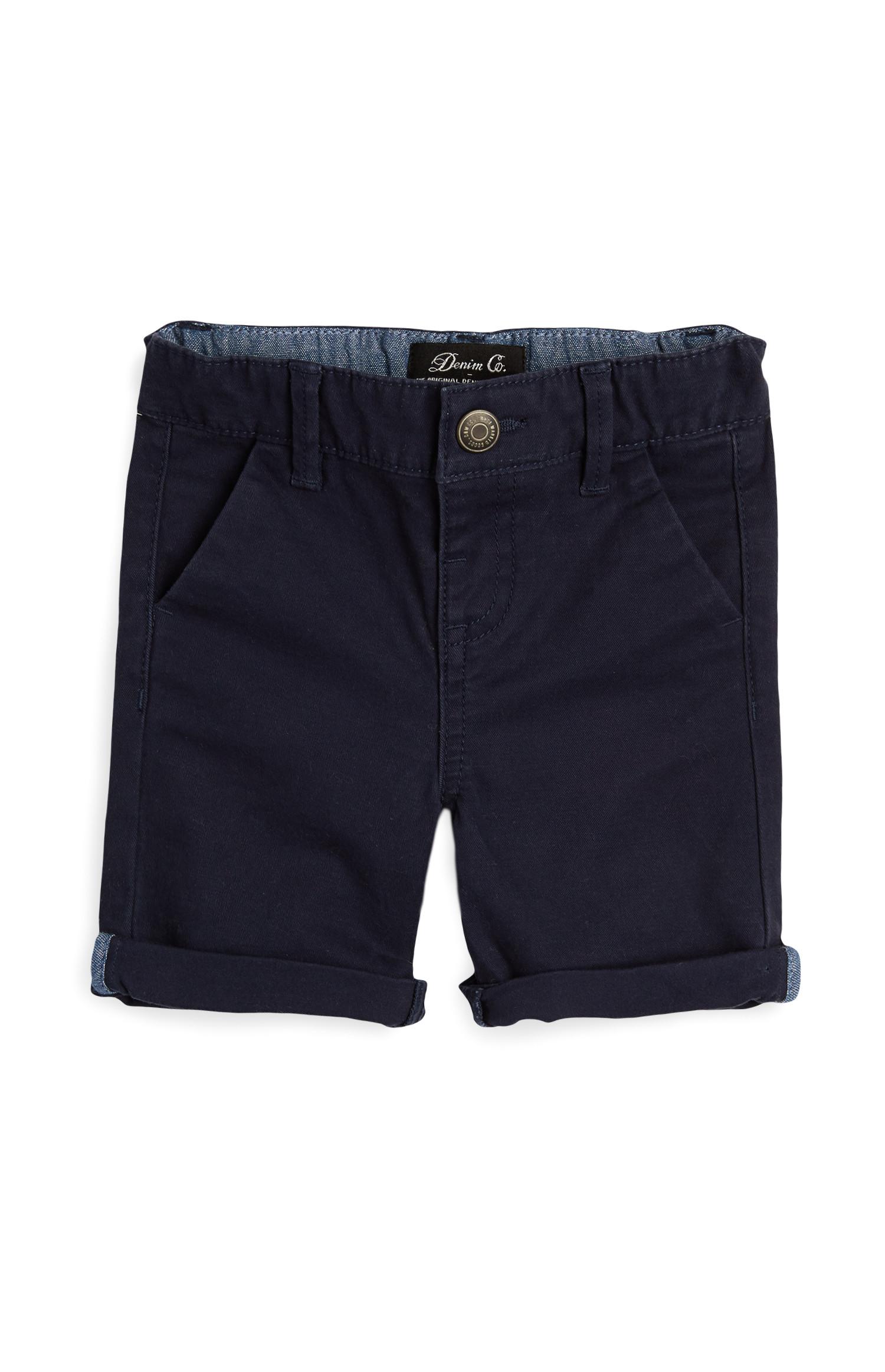 Fantovske temno modre kratke hlače chino za dojenčke