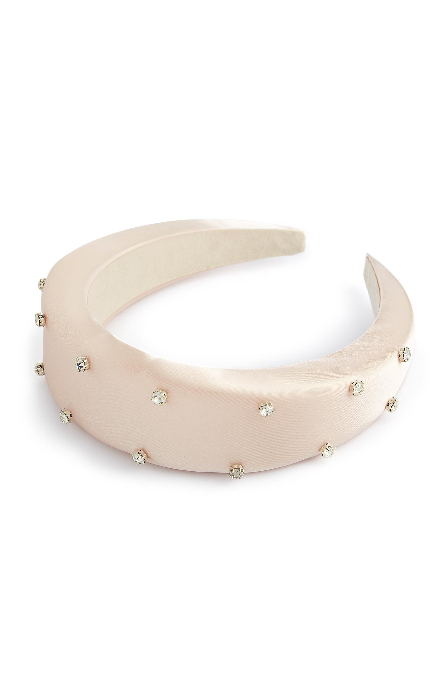 Debel naglavni trak z diamantki kožne barve