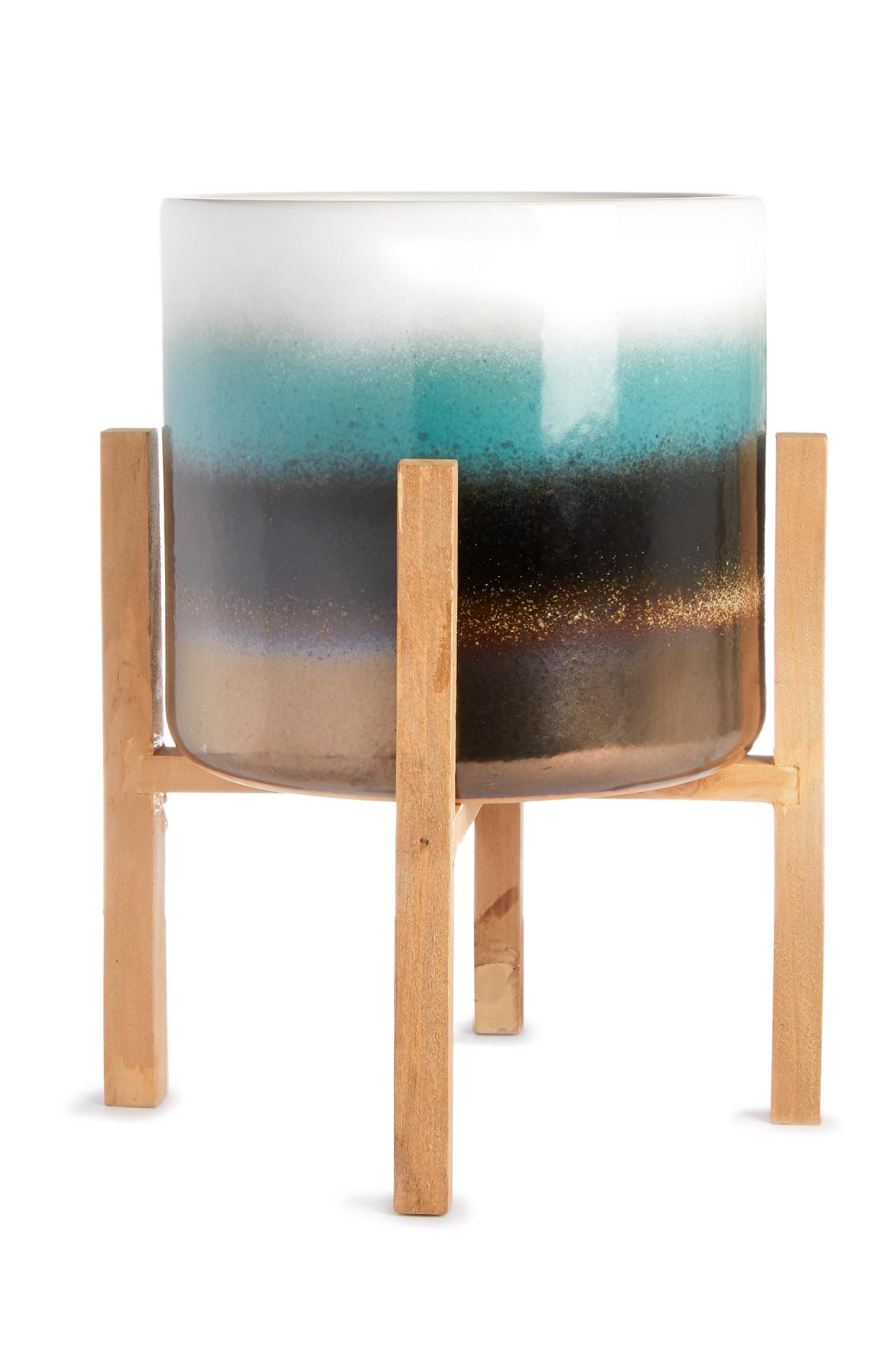 Zelo dolga potopno obarvana keramična posoda s stojalom