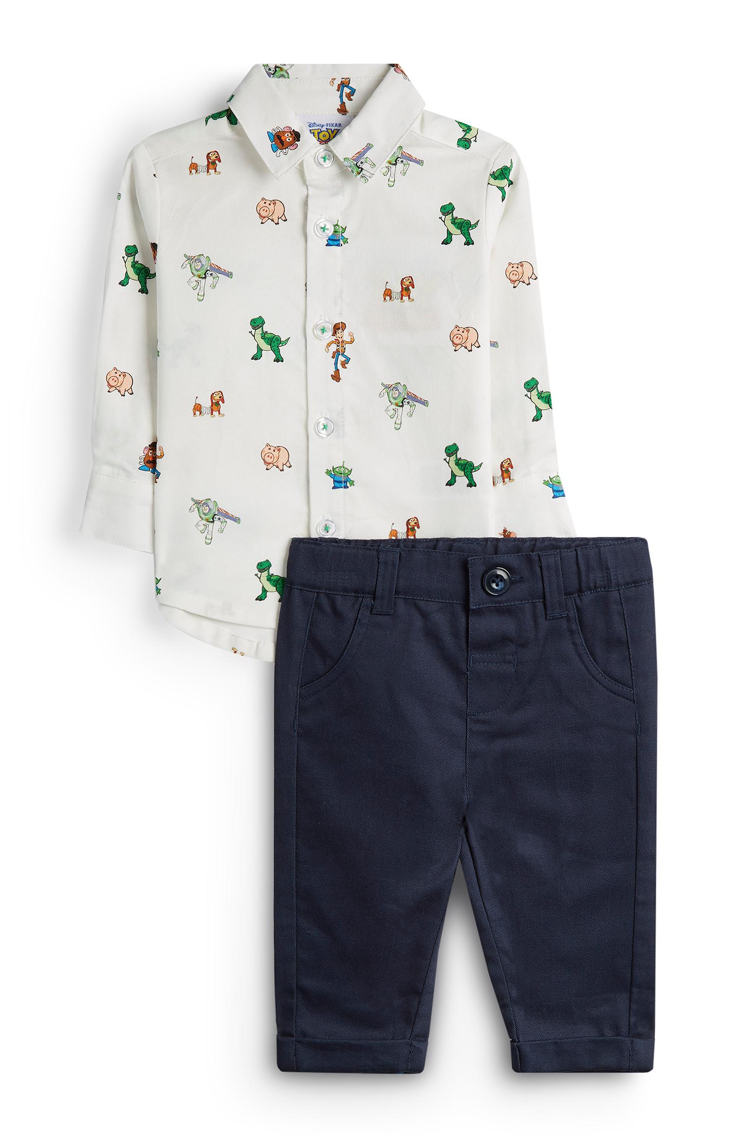 Camisa blanca de «Toy Story» y pantalones chinos para bebé niño