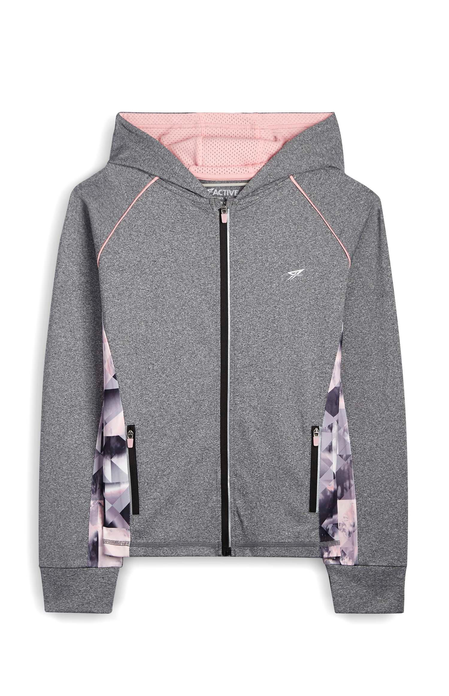 Siva športna jakna z zadrgo spredaj za starejša dekleta