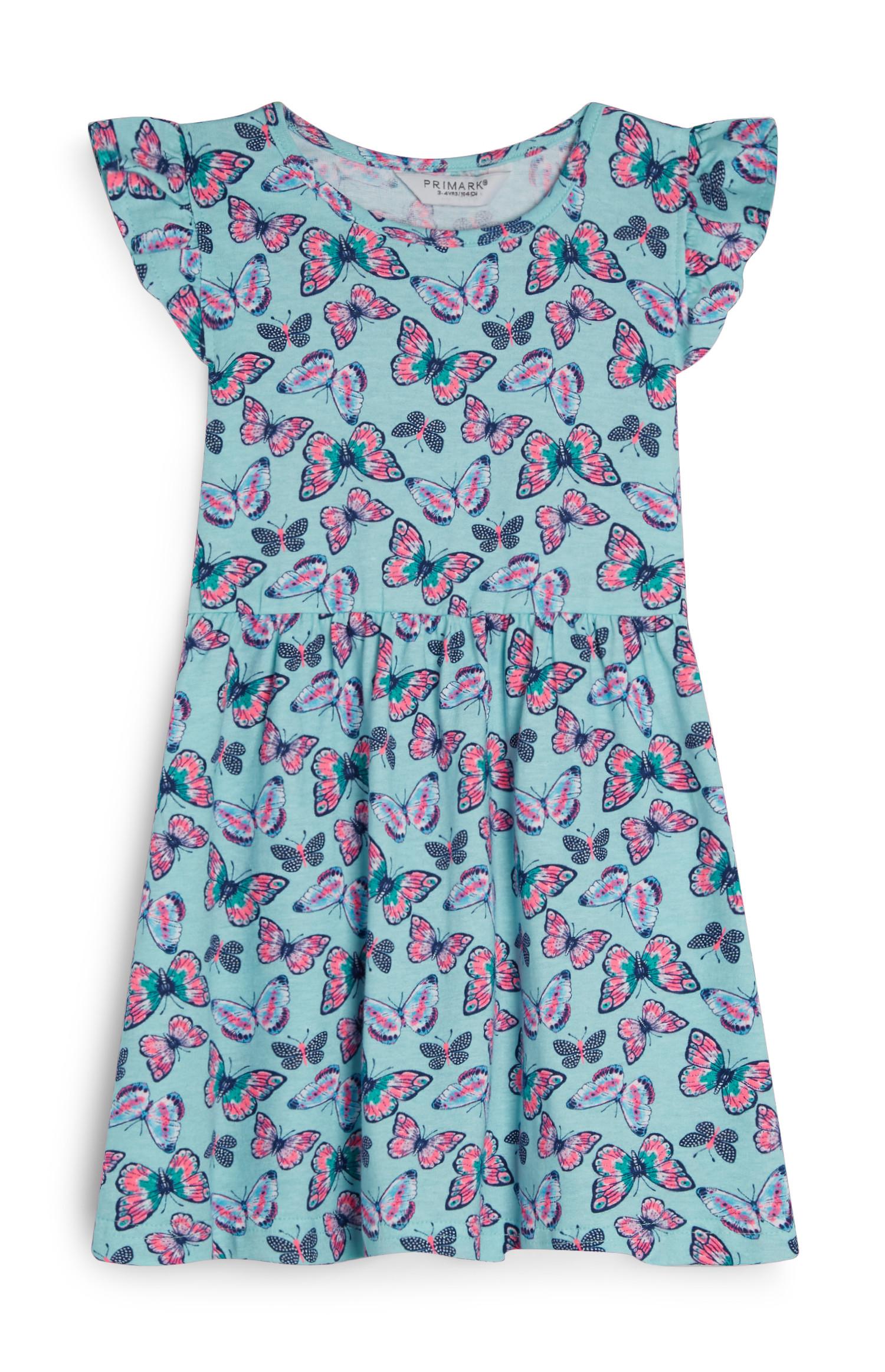 Modra obleka z metulji za deklice