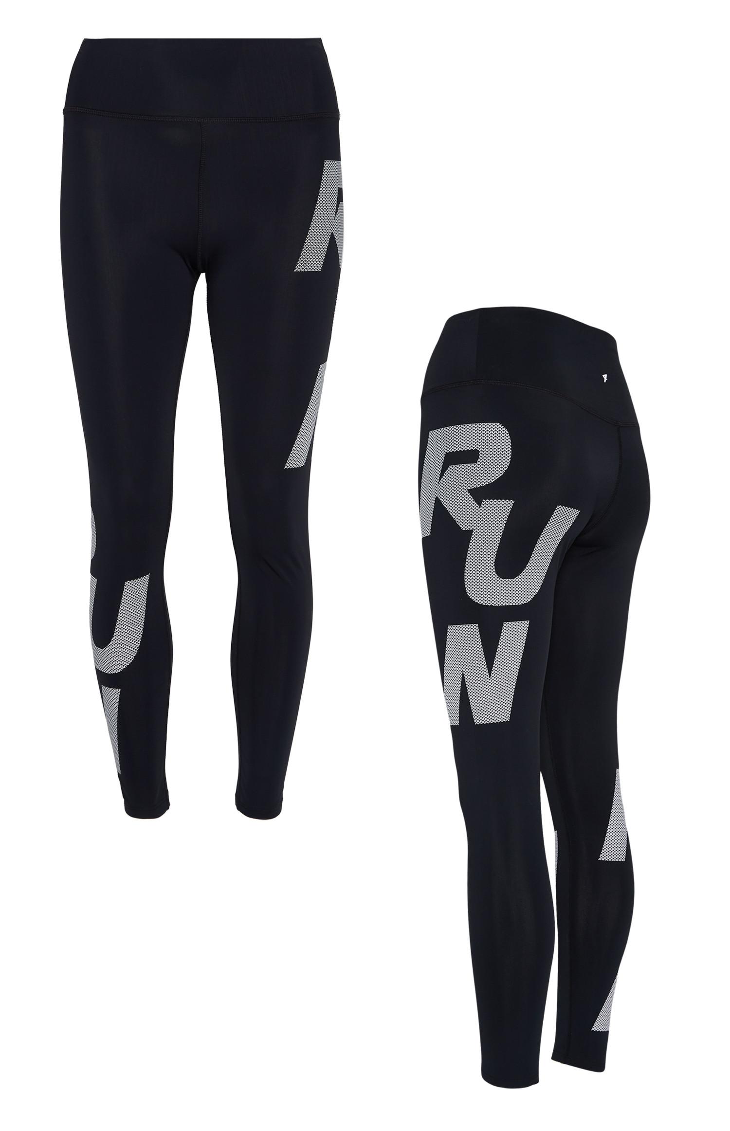 Leggings desporto slogan Run preto