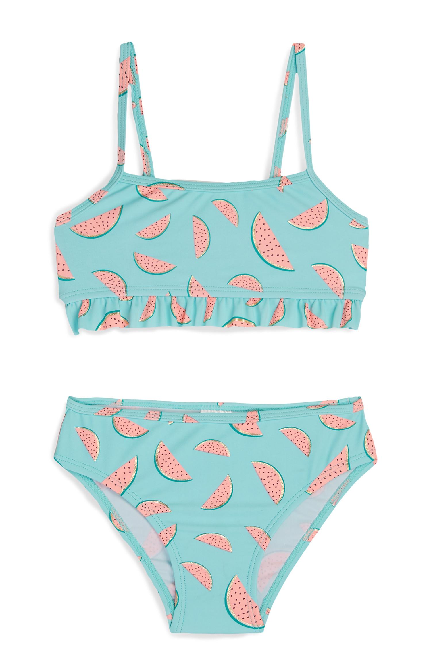 Biquíni estampado melancia menina azul