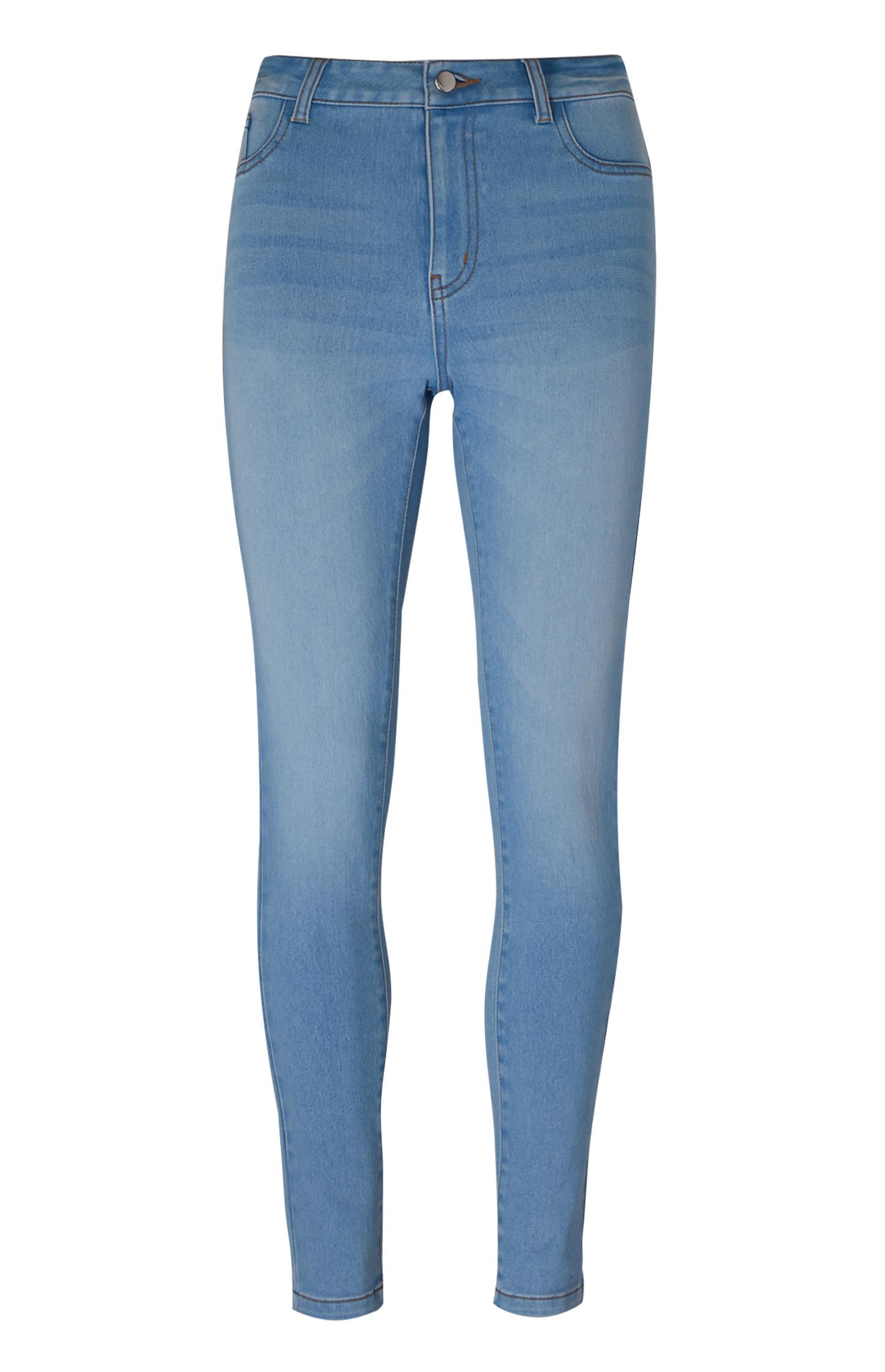 Jean skinny taille haute bleu clair