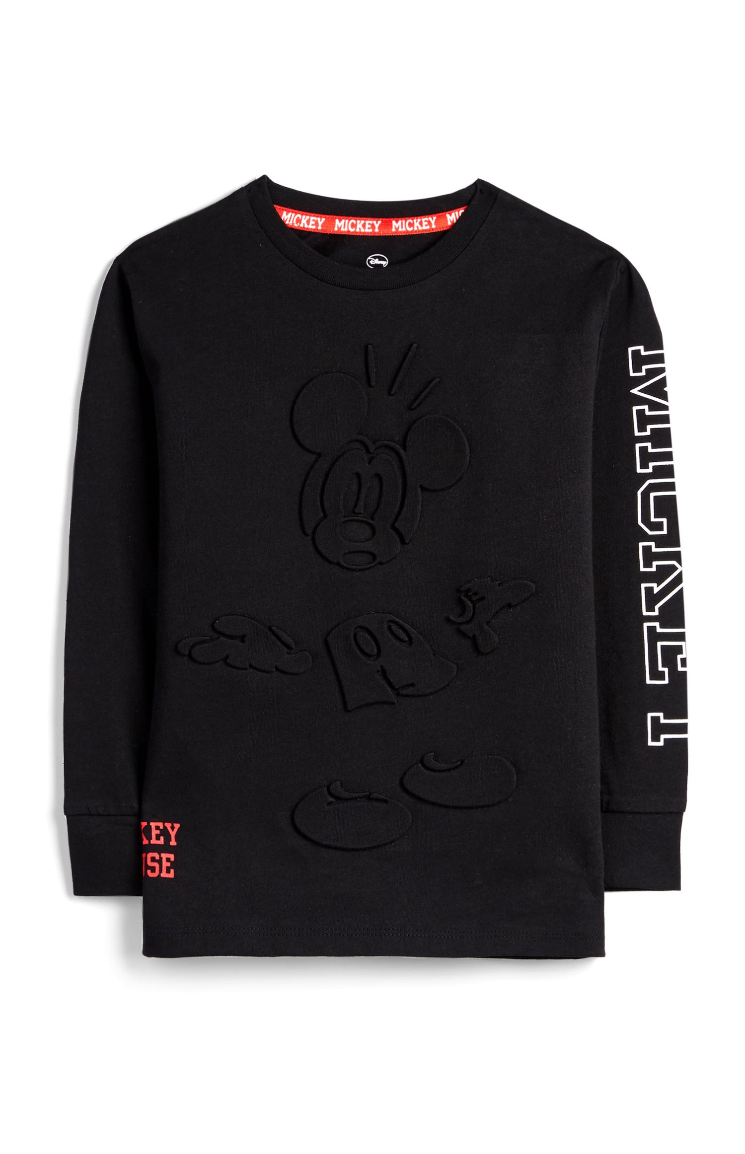 Camiseta negra de manga larga de Mickey para niño pequeño