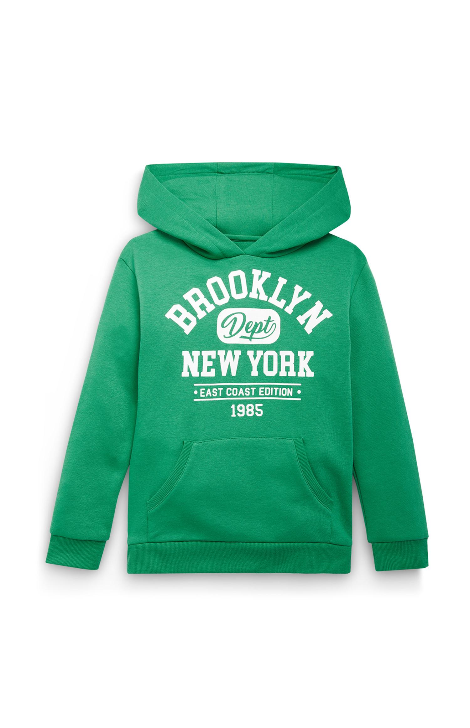 Camisola capuz Brooklyn New York rapaz verde