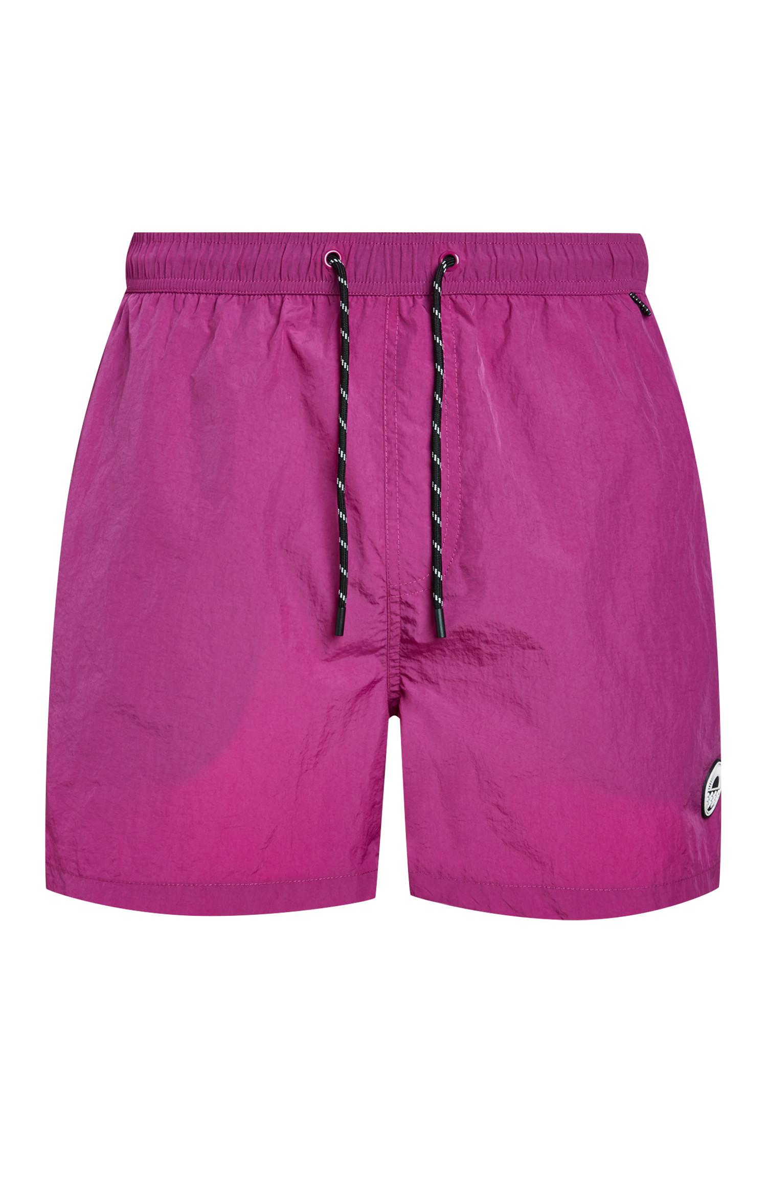 Calções banho taslan emblema cor-de-rosa