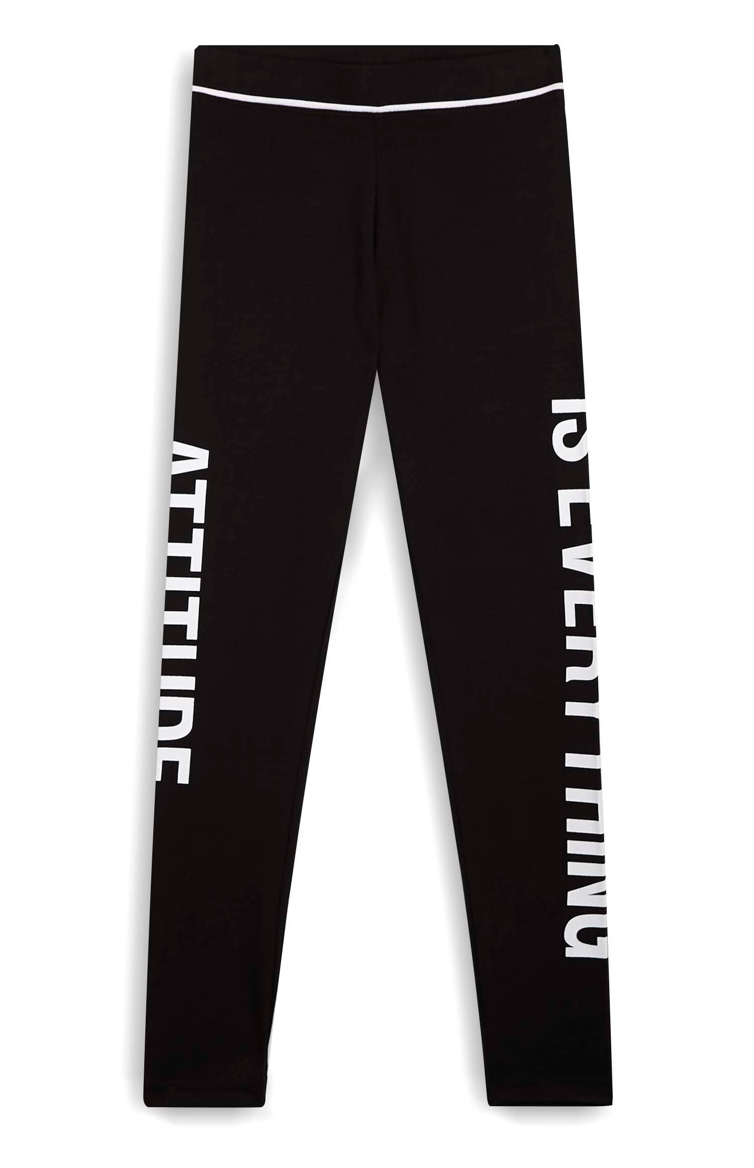 Črne športne pajkice z napisom Attitude za starejša dekleta