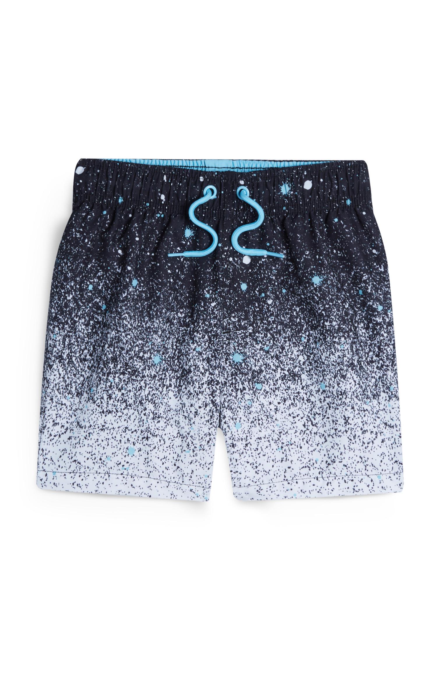 Shorts da bagno blu effetto schizzi di vernice da bambino
