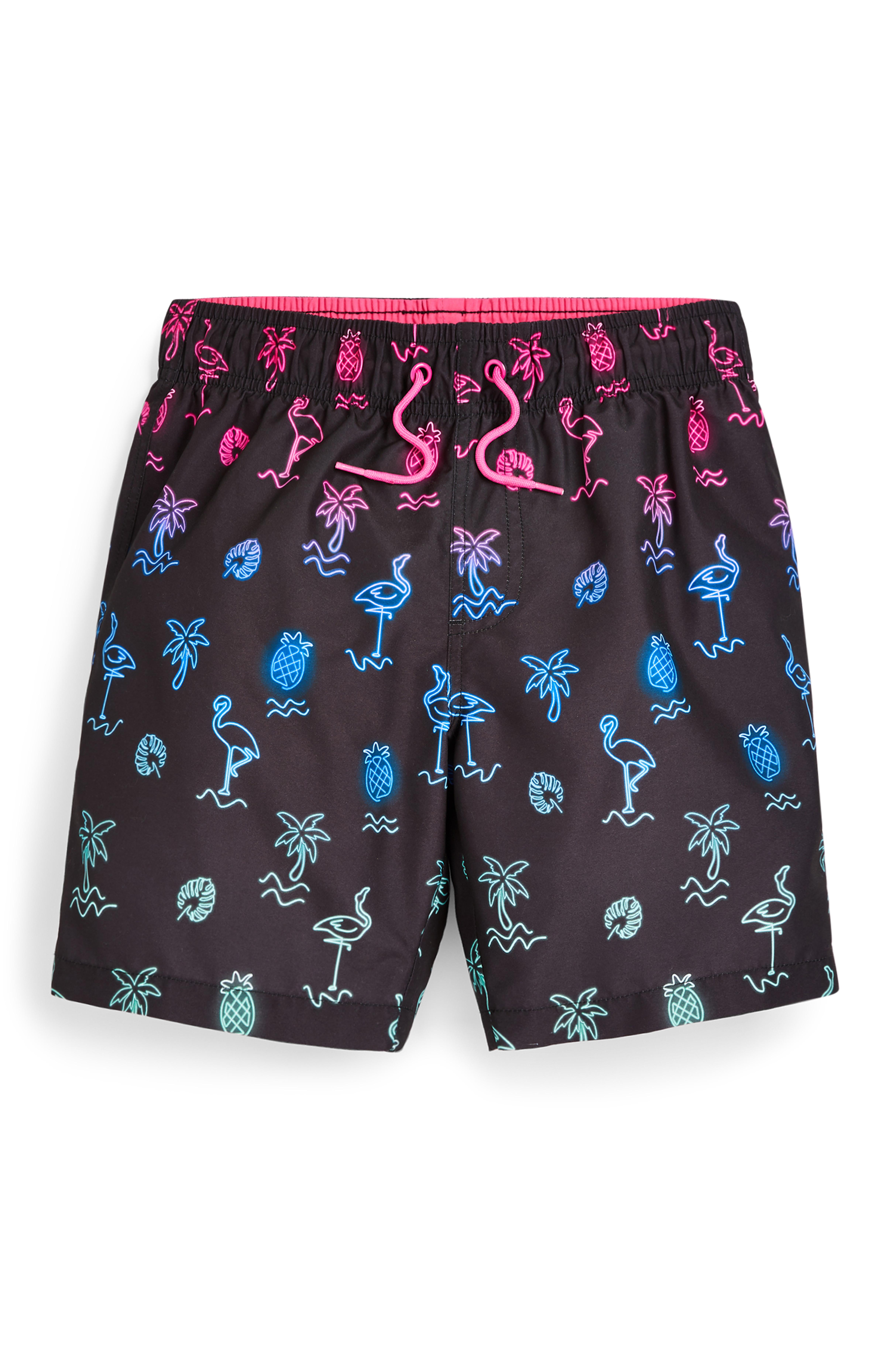 Calções estampado praia rapaz ombré vermelho