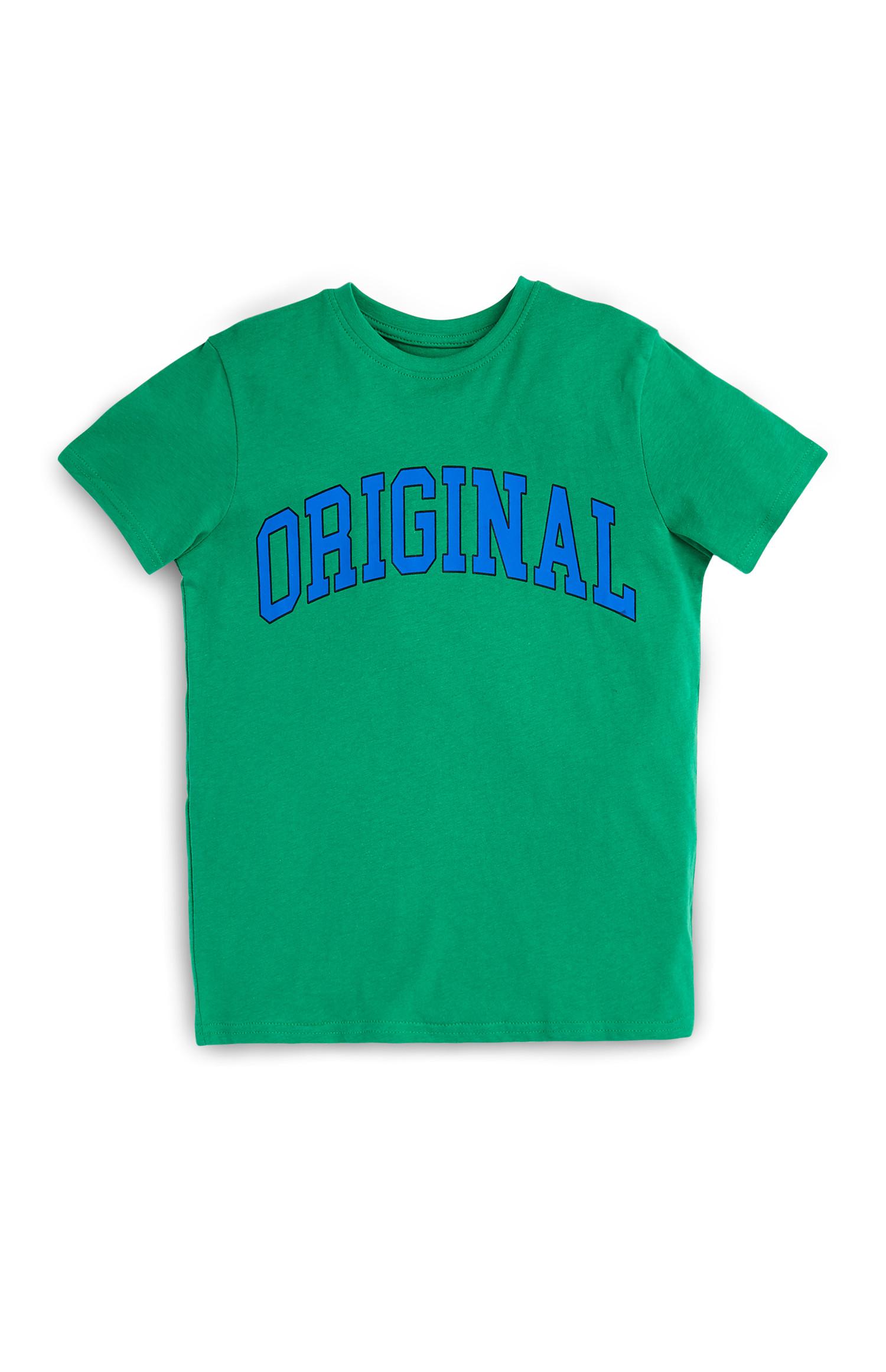 T-shirt slogan Original rapaz verde
