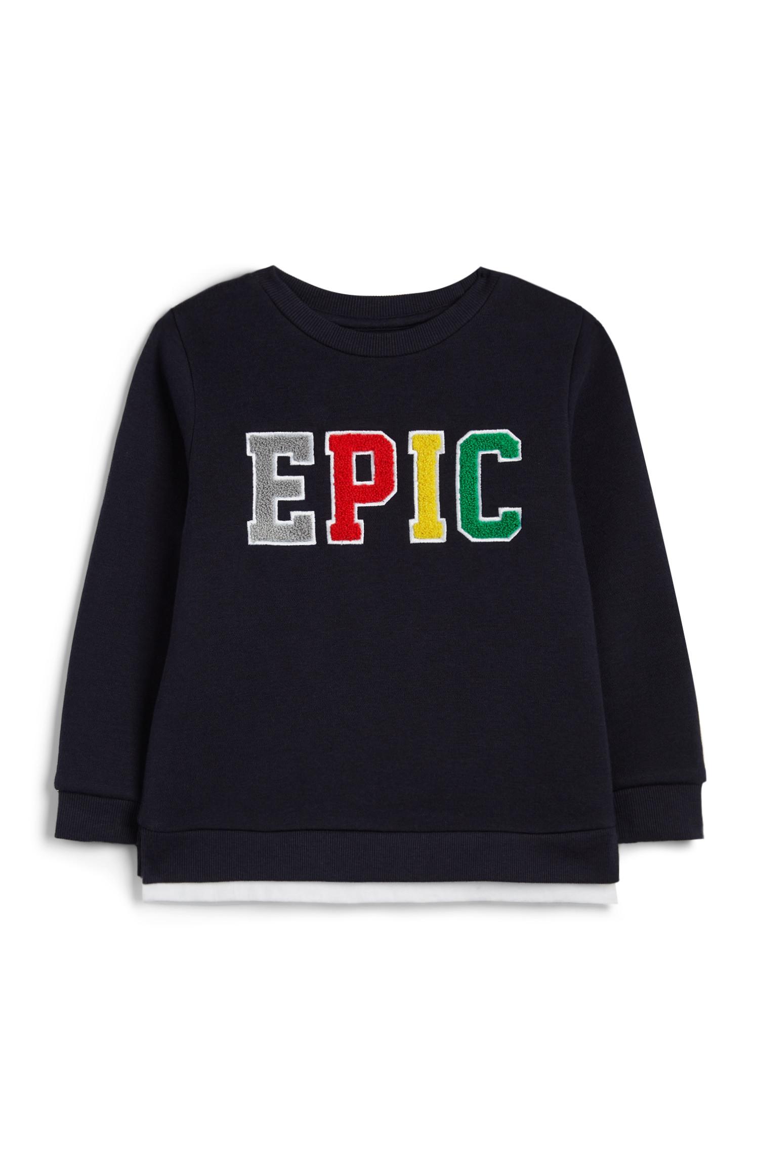 Camisola slogan Epic menino bebé azul-marinho