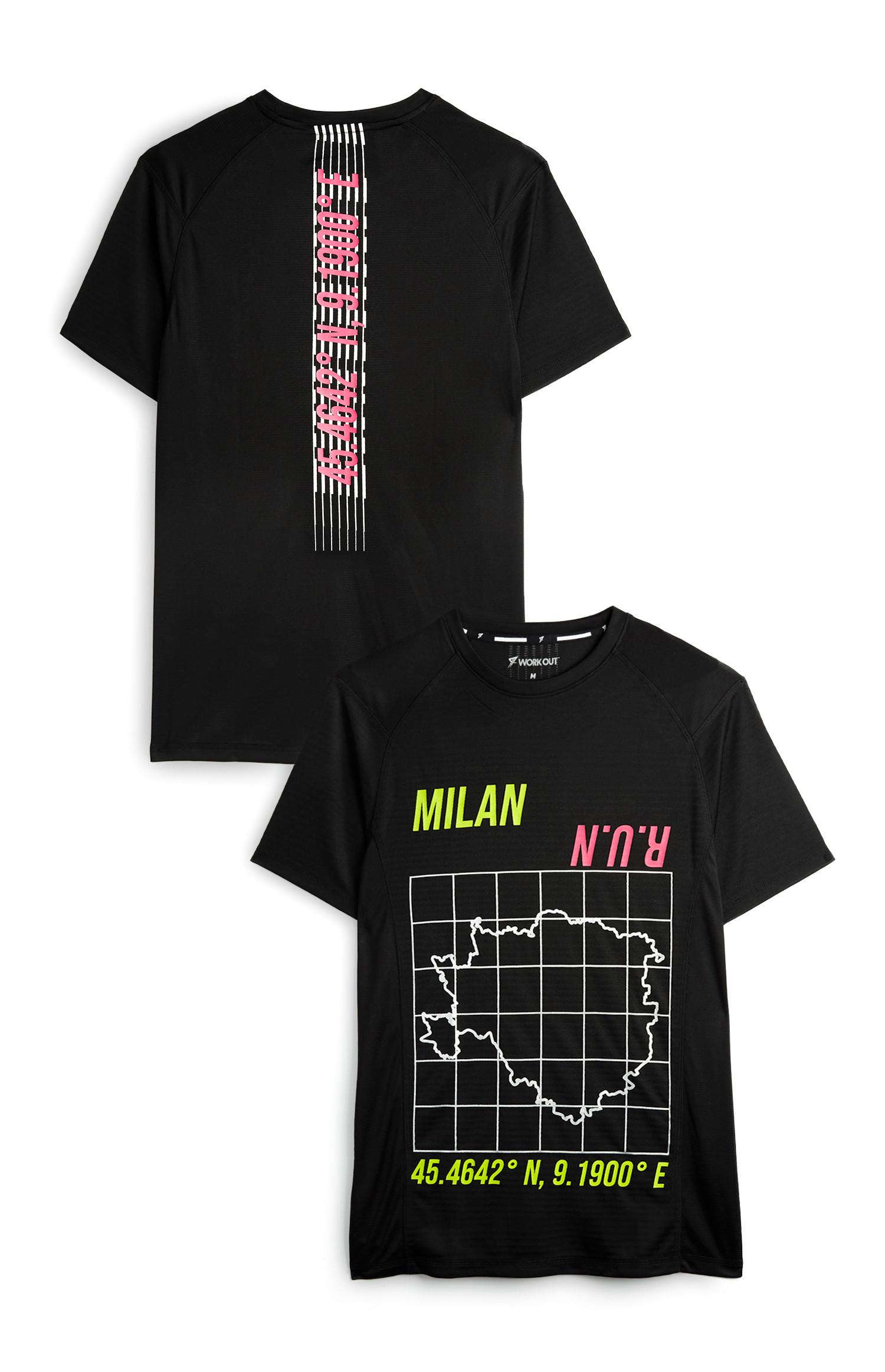 T-shirt sportiva nera Milan