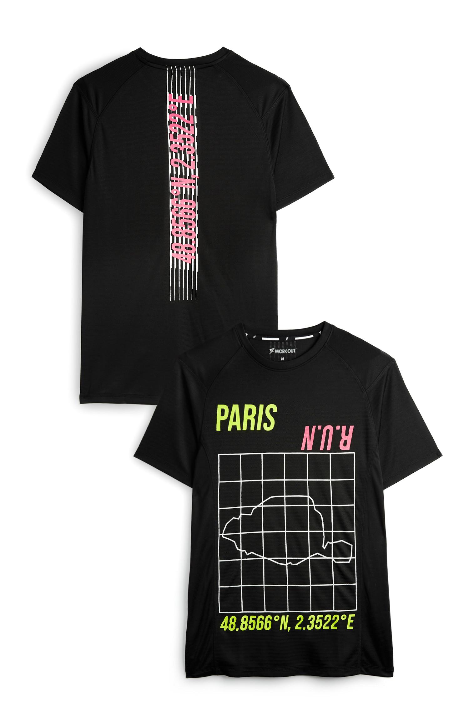 T-shirt sportiva nera Paris