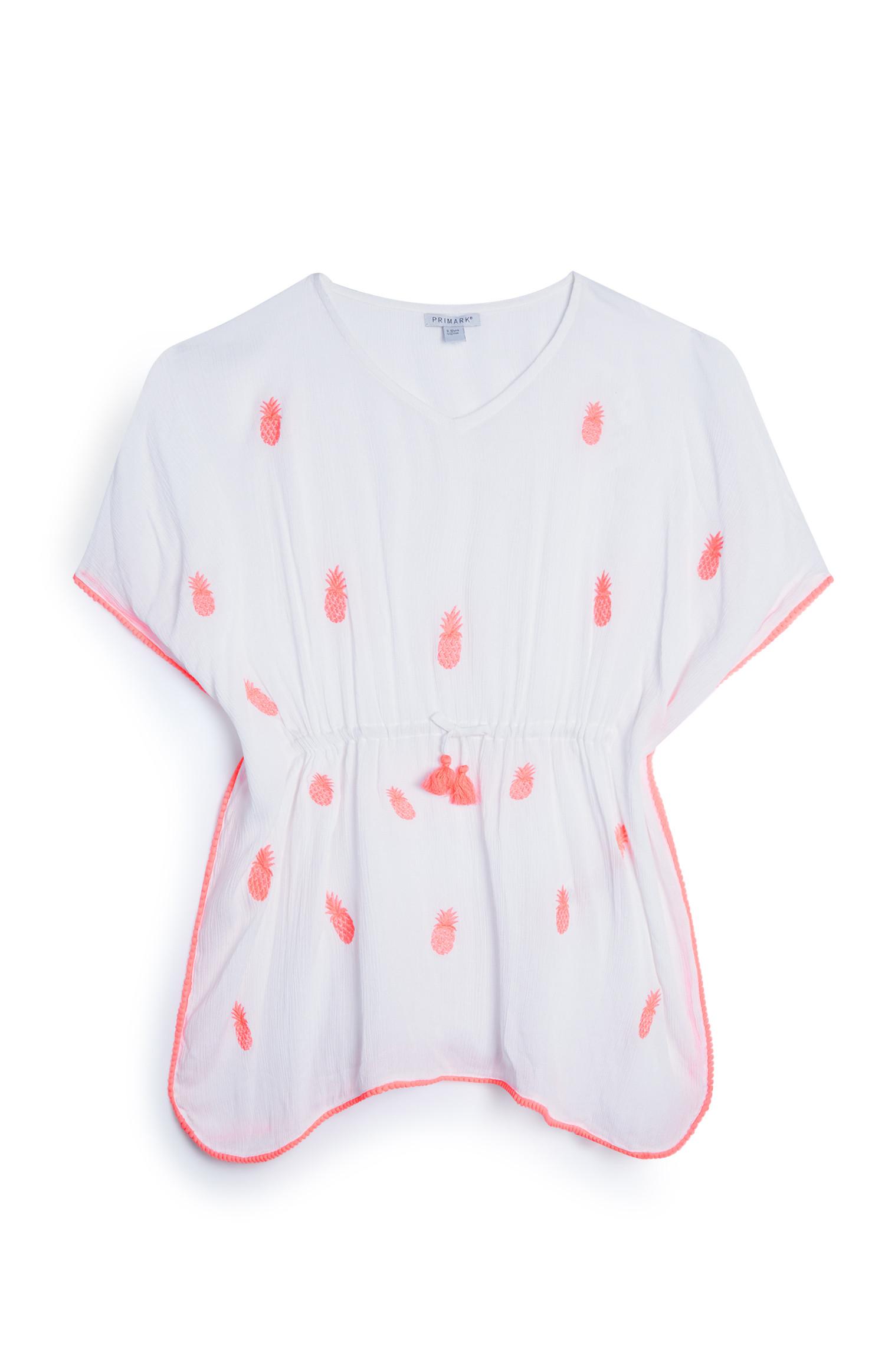 Túnica estampado ananás rapariga branco