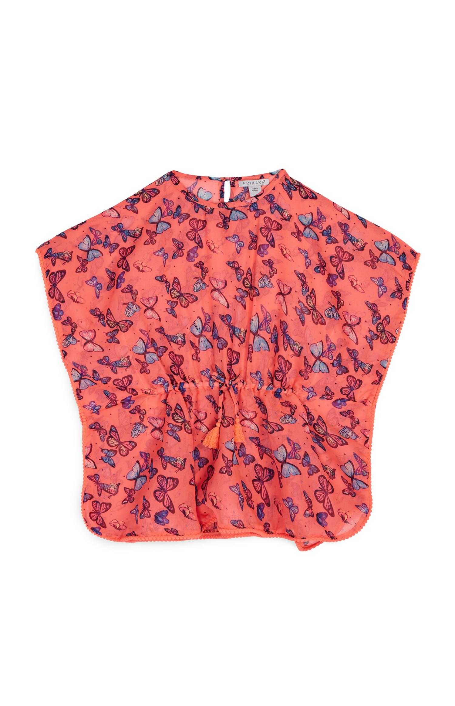 Túnica borboletas menina coral