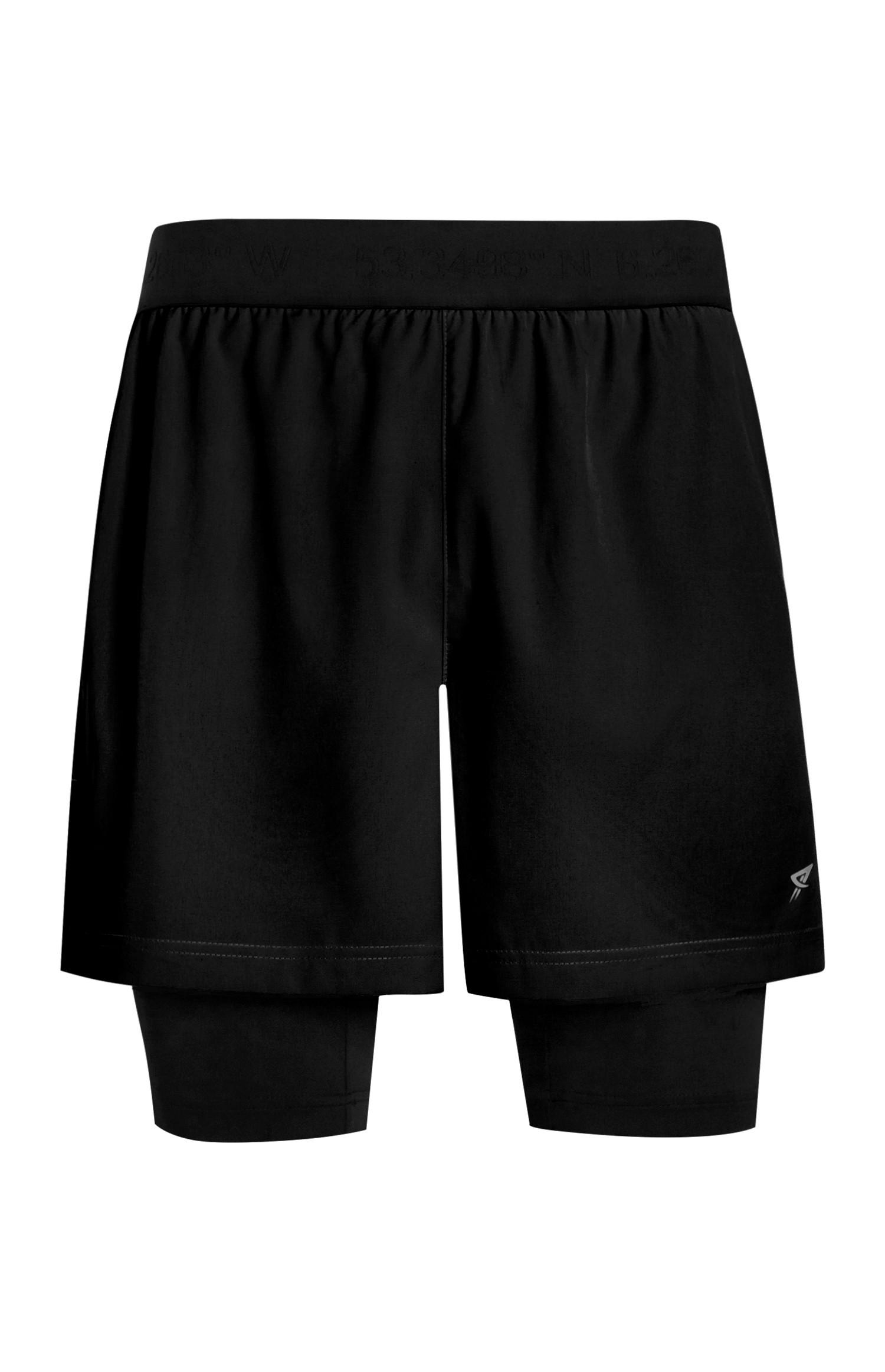 Calções desporto 2 em 1 preto