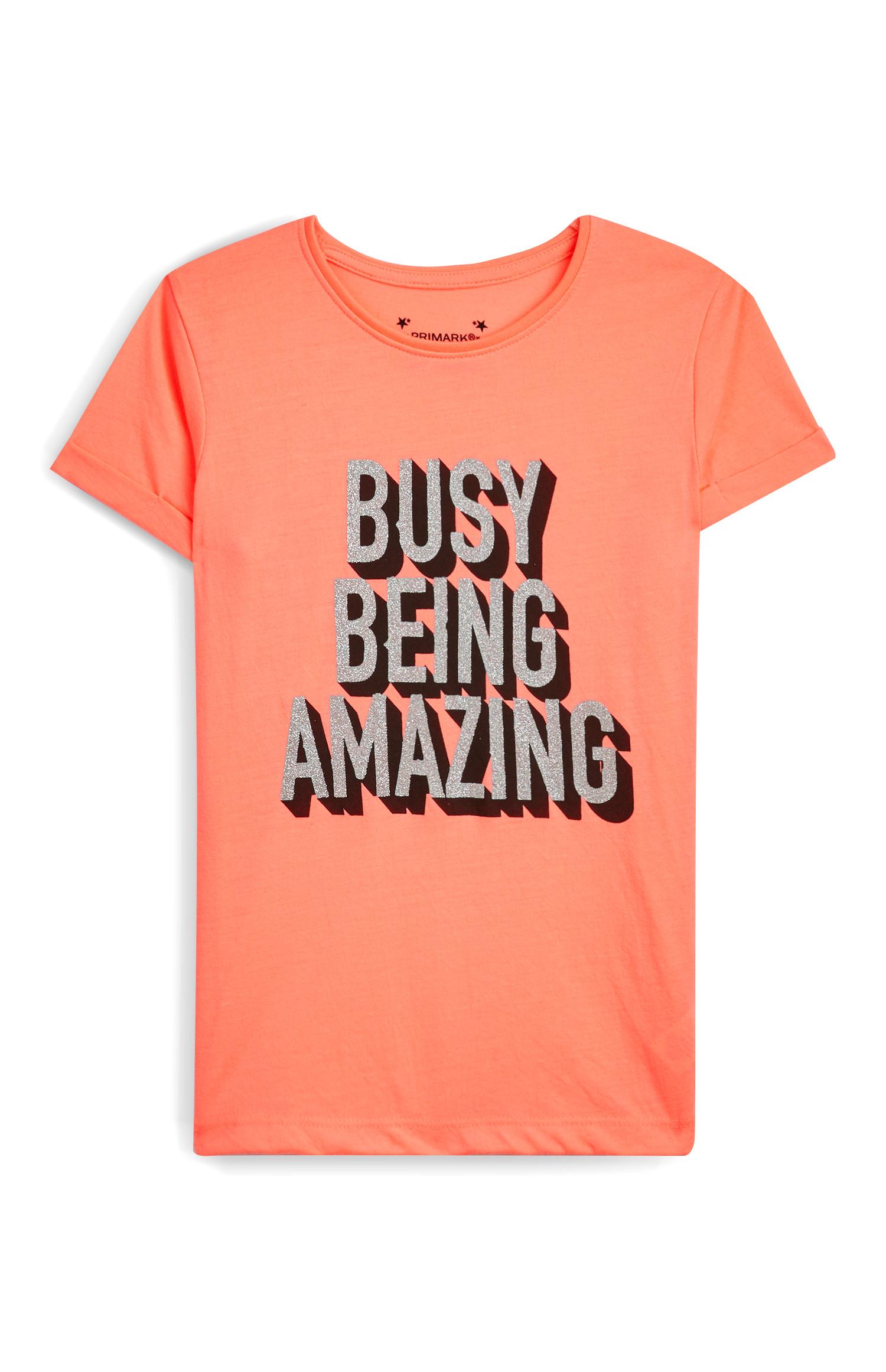 T-shirt manga curta Busy Being Amazing rapariga laranja