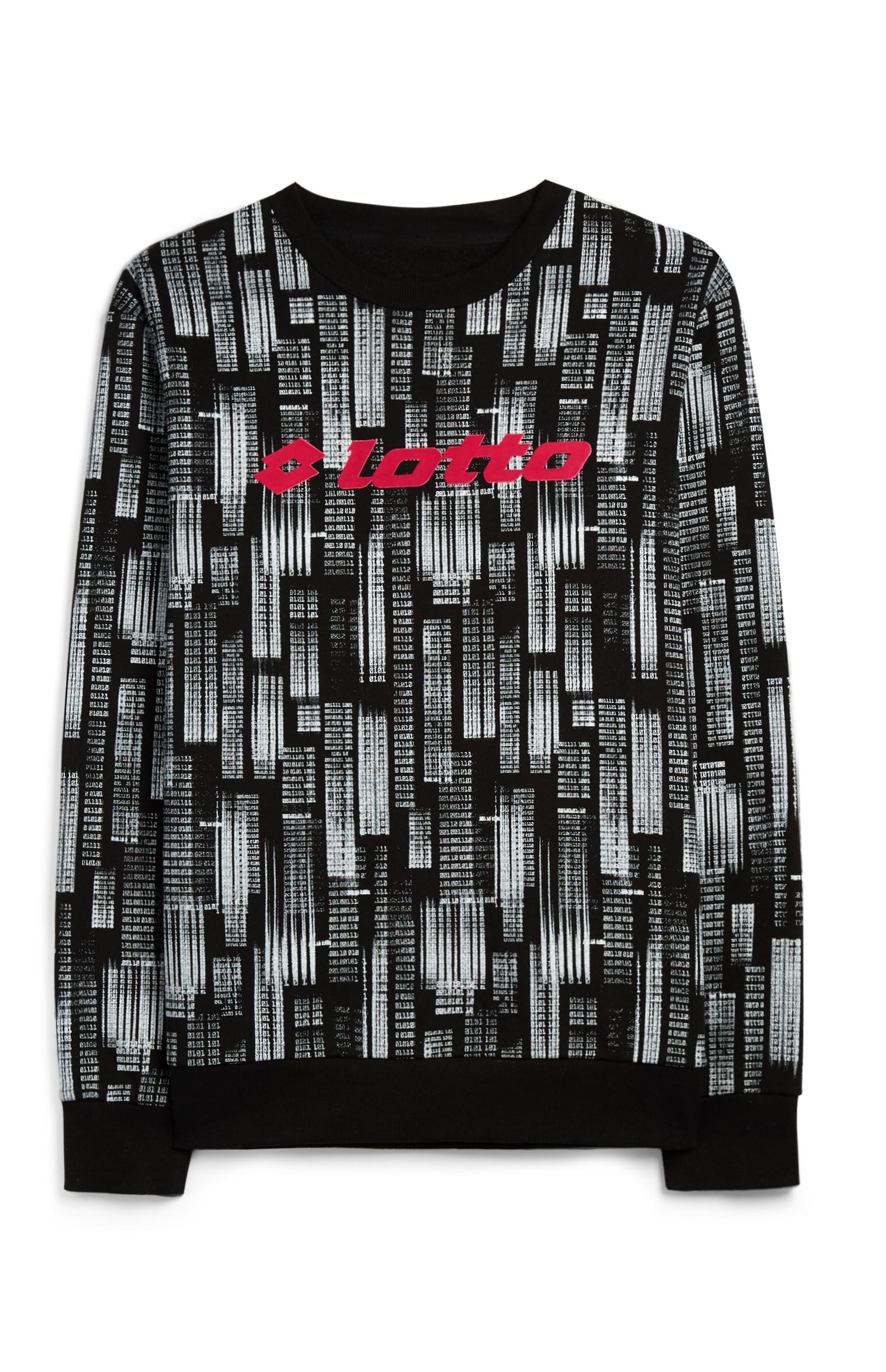 Camisola estampado código Lotto preto e branco