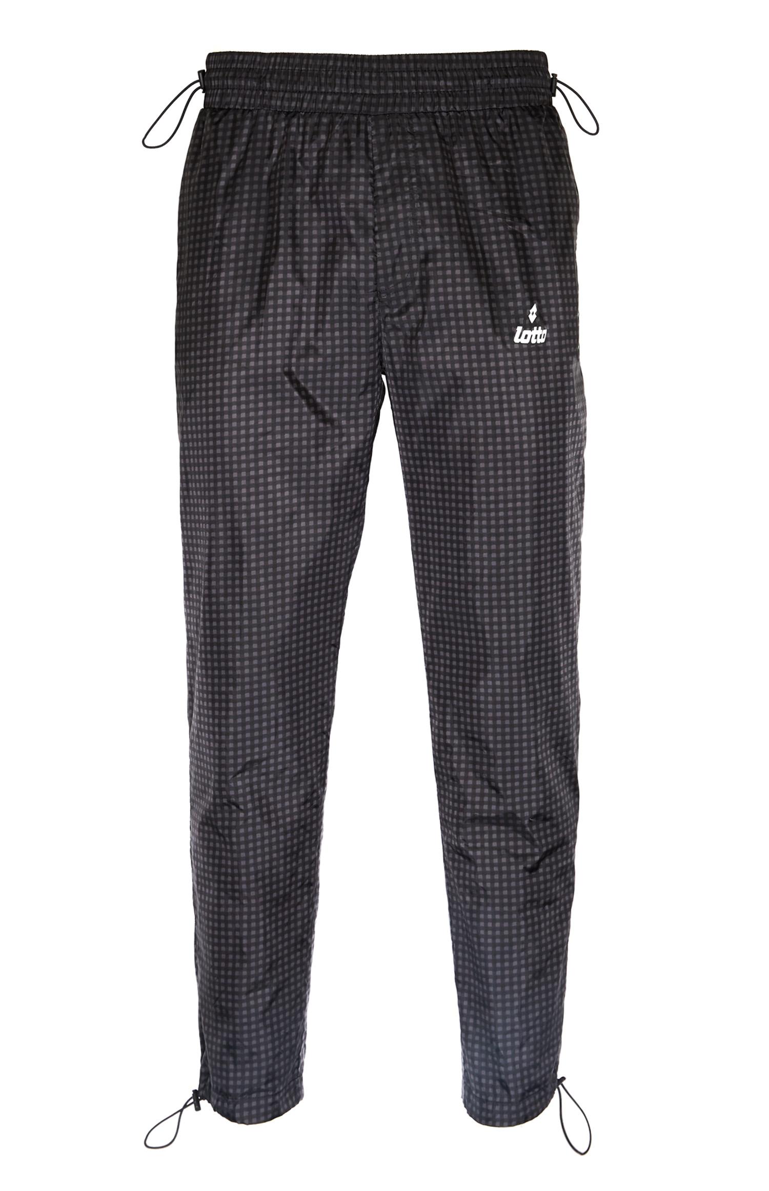 Calças treino elásticas nylon xadrez Lotto preto