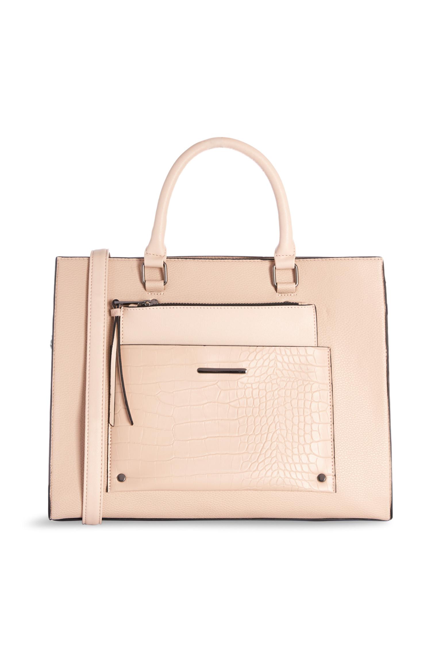 Mala bolso frente/bolsa detalhe crocodilo pêssego