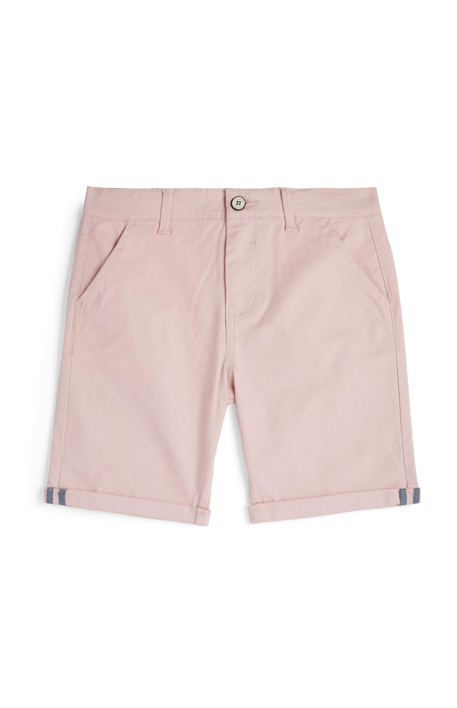 Calções chino menino cor-de-rosa