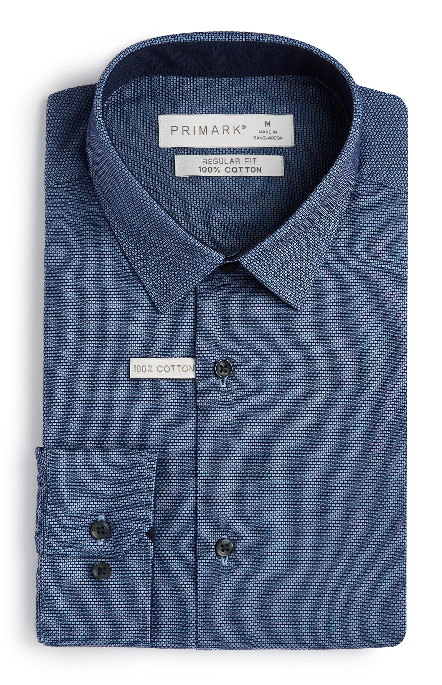 Camicia blu slim fit in cotone