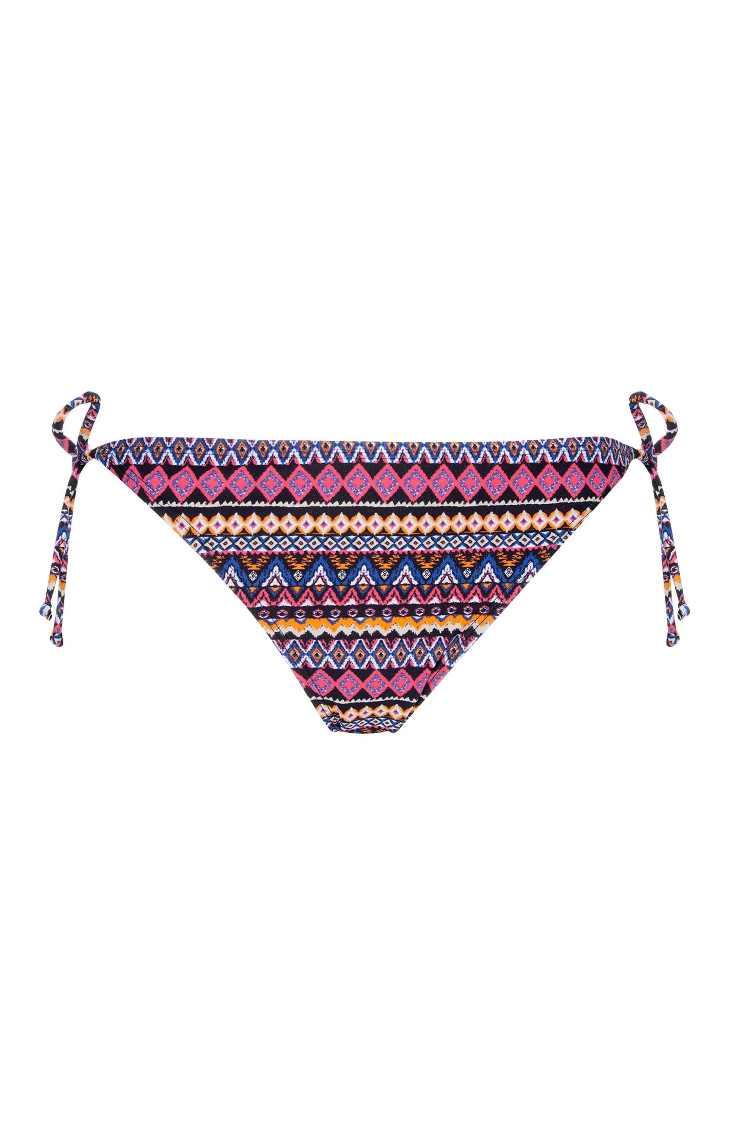 Culotte de bikini violette à motifs variés à nouer sur les côtés