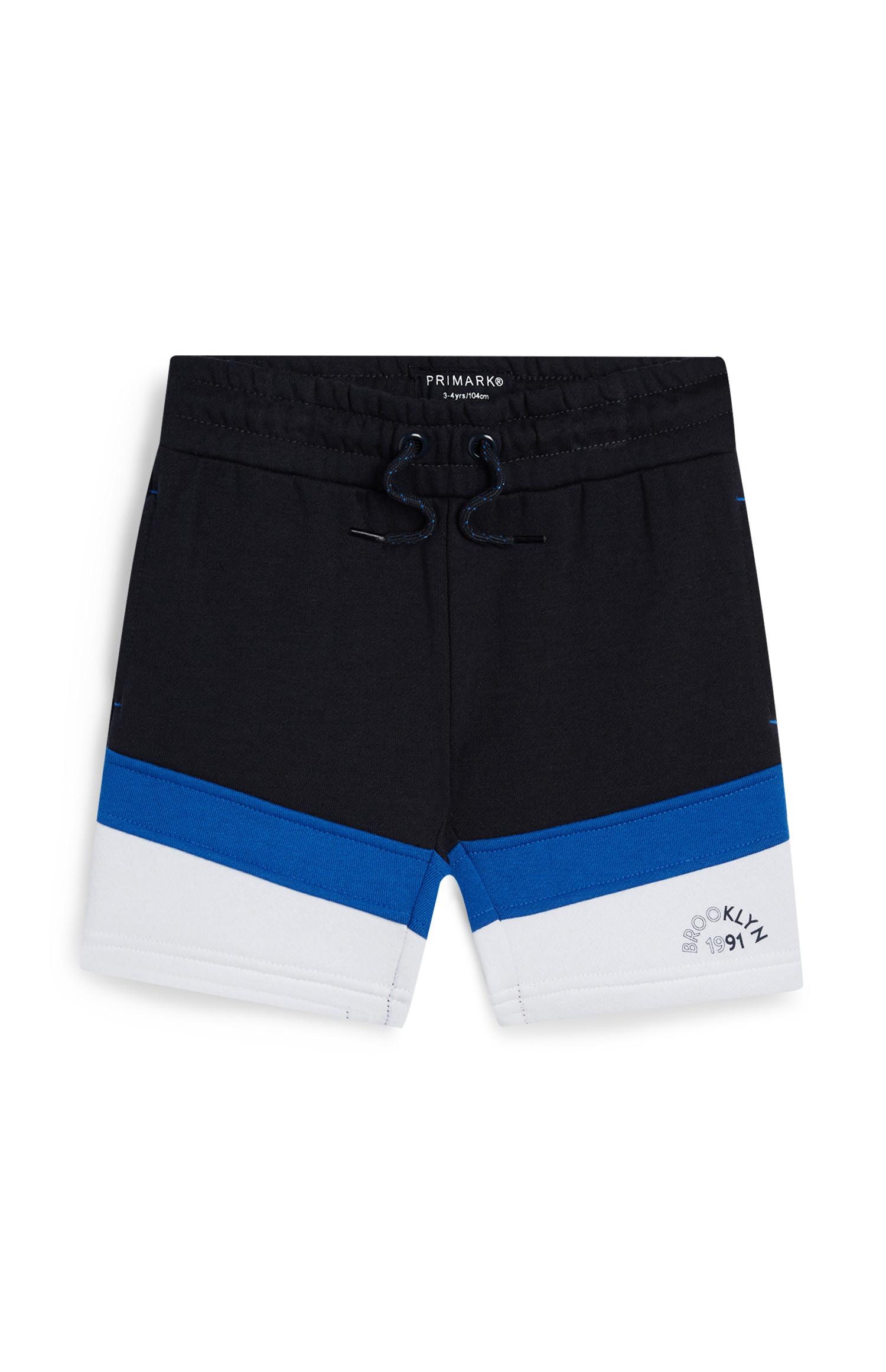 Shorts bianchi e blu navy con scritta Brooklyn da bambino