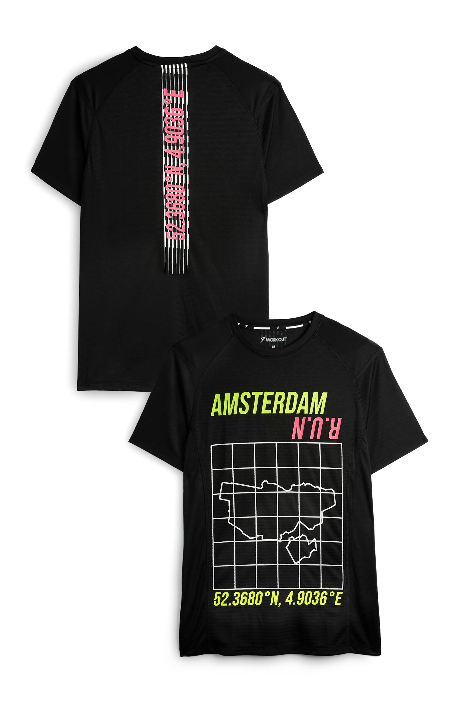 Črna športna majica Amsterdam z grafičnim potiskom