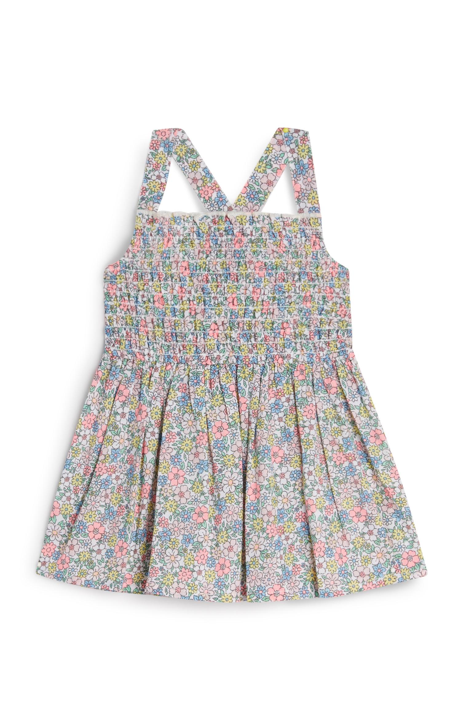 Abito intessuto con stampa a fiori misti da bimba