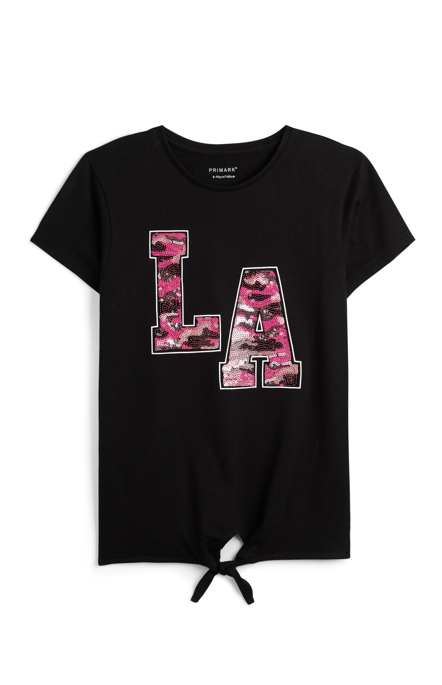 T-shirt LA nó frente lantejoulas rapariga