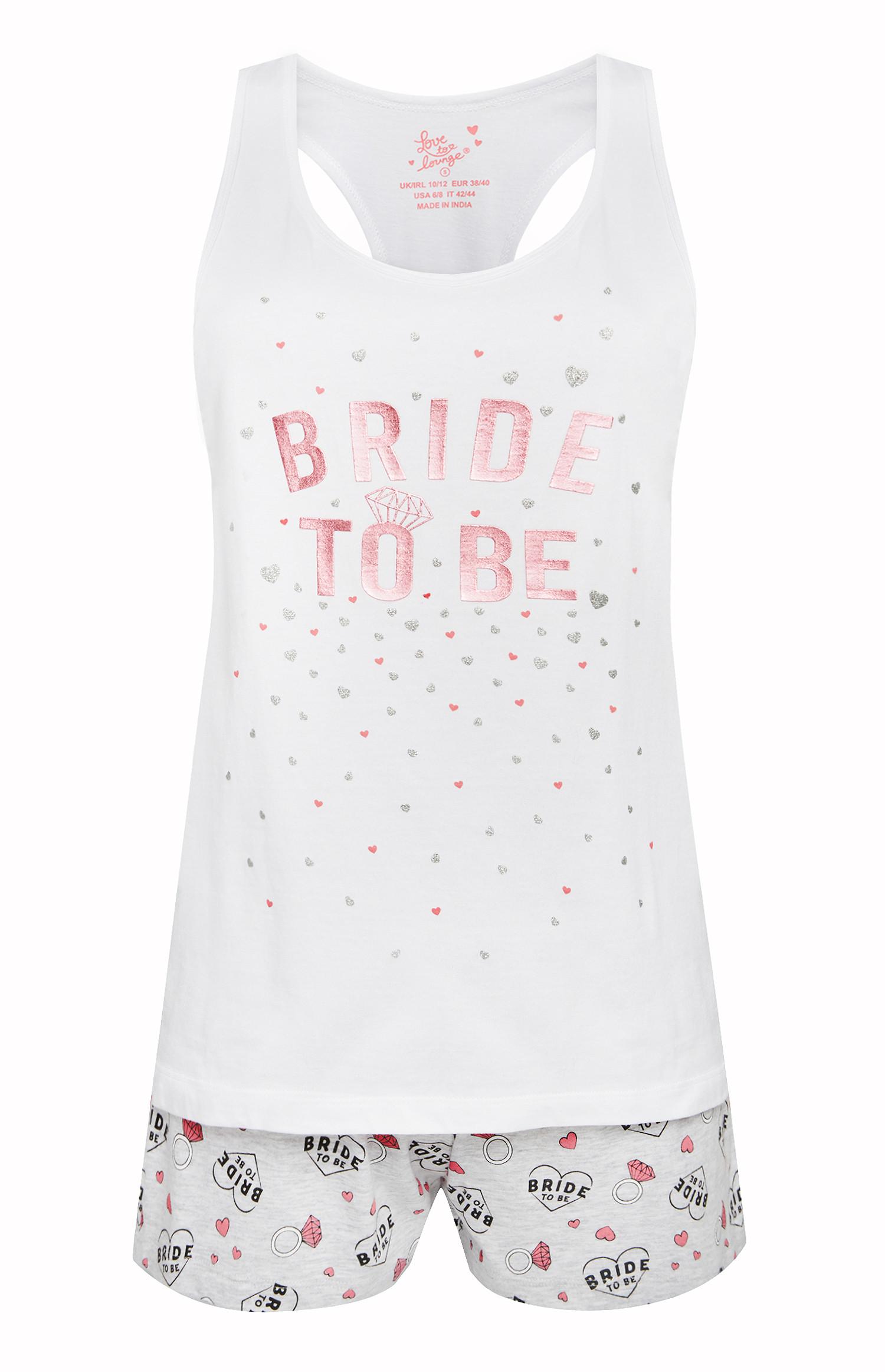 Débardeur et short de pyjama blancs Bride To Be