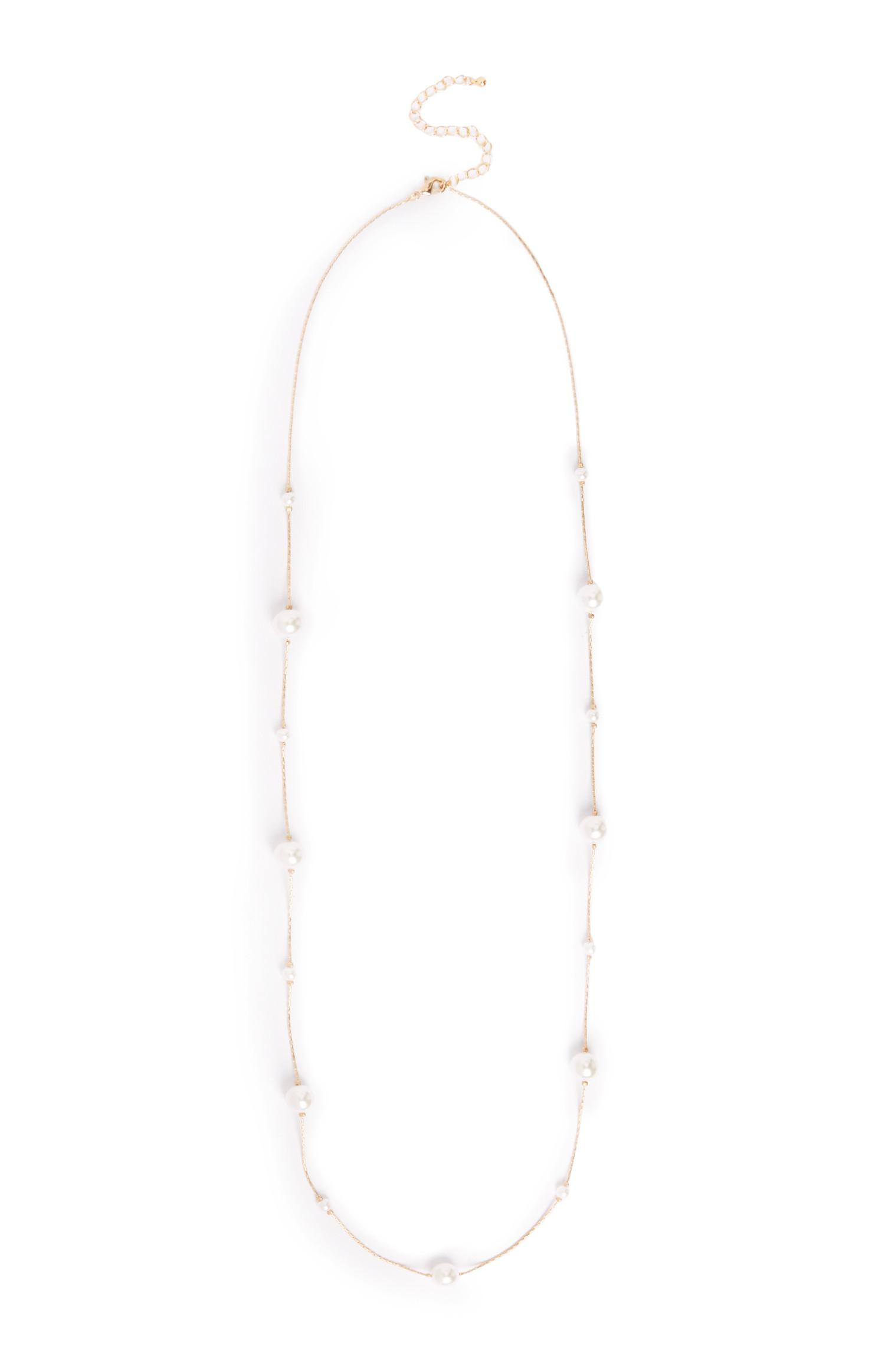 Catenina gialla lunga con perle