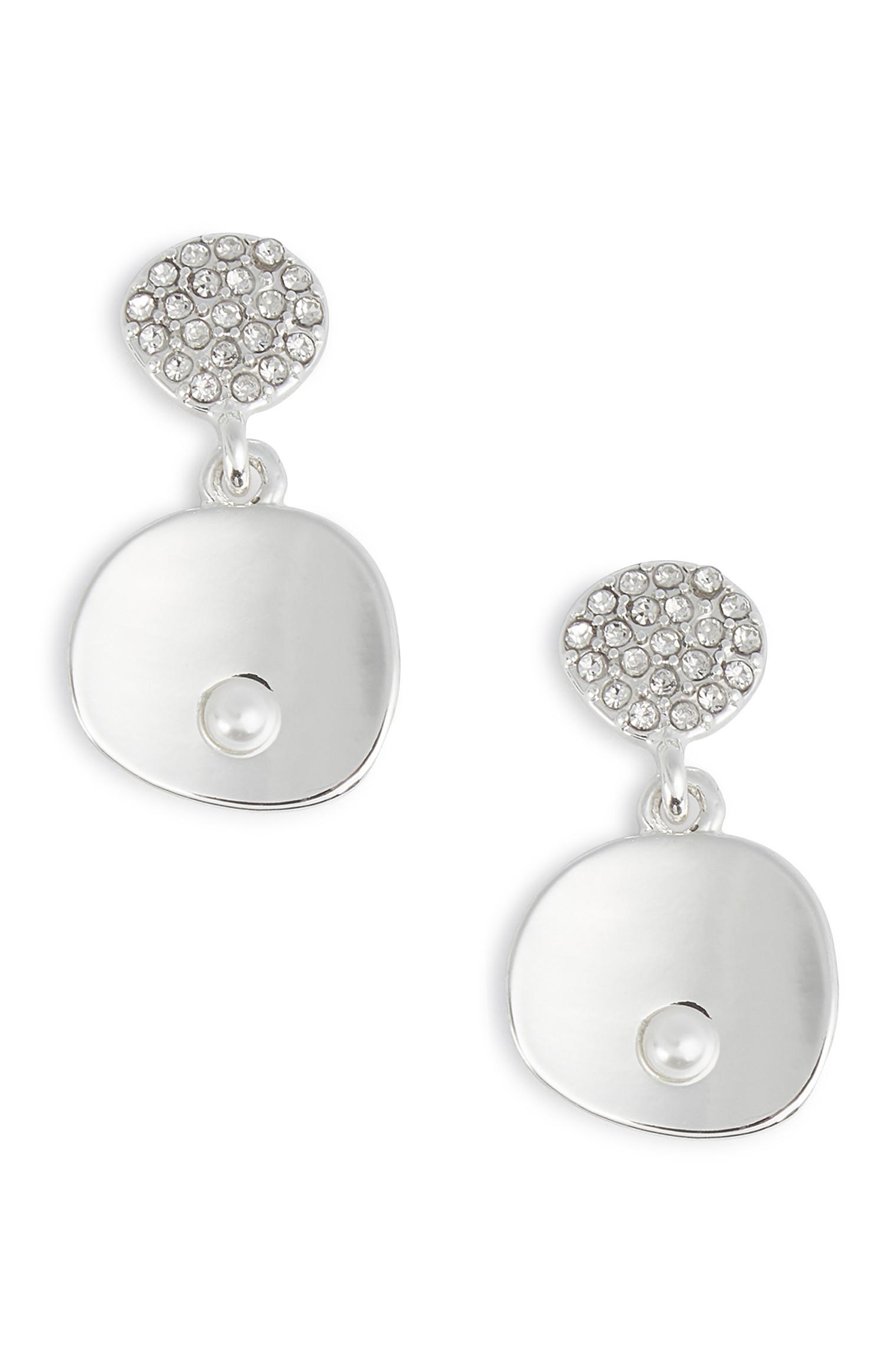 Pendants d'oreilles à strass et perles