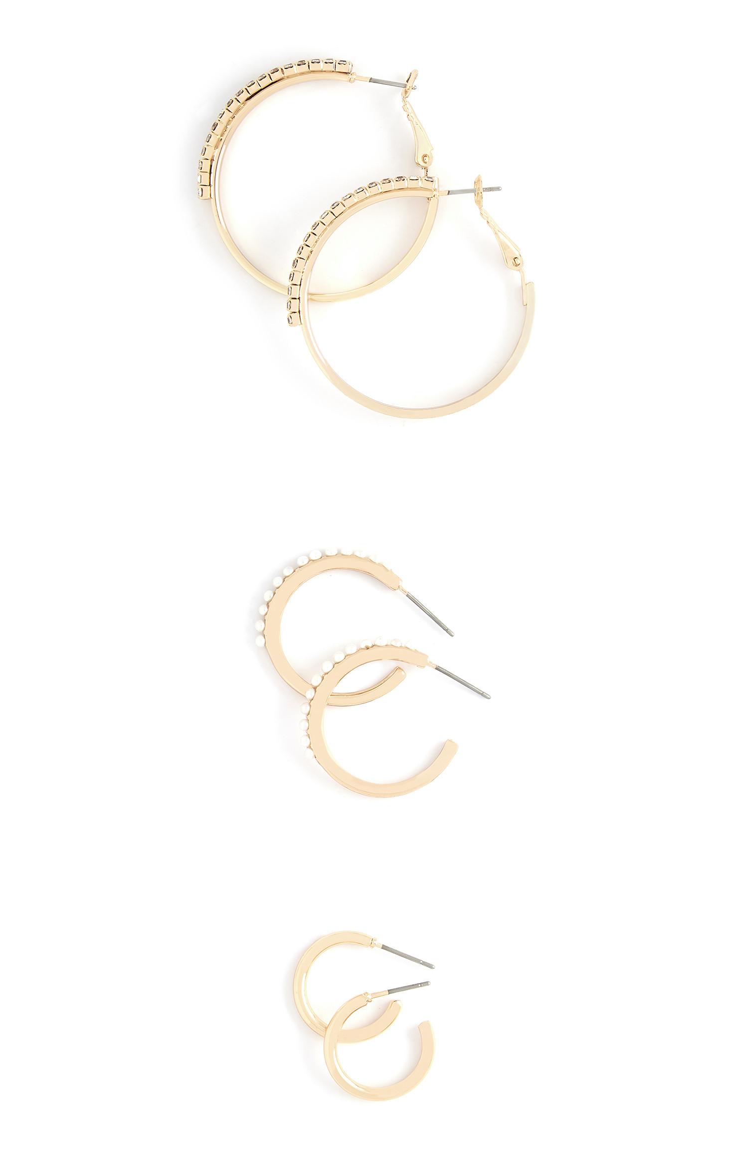 Lot de 3 paires de créoles jaunes variées