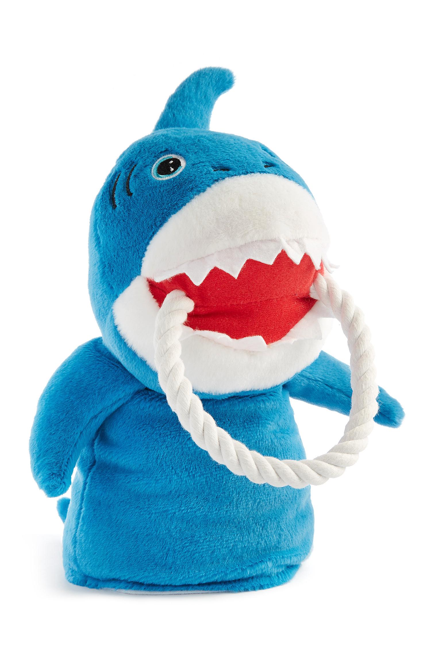 Modra igrača za ljubljenčke v obliki morskega psa